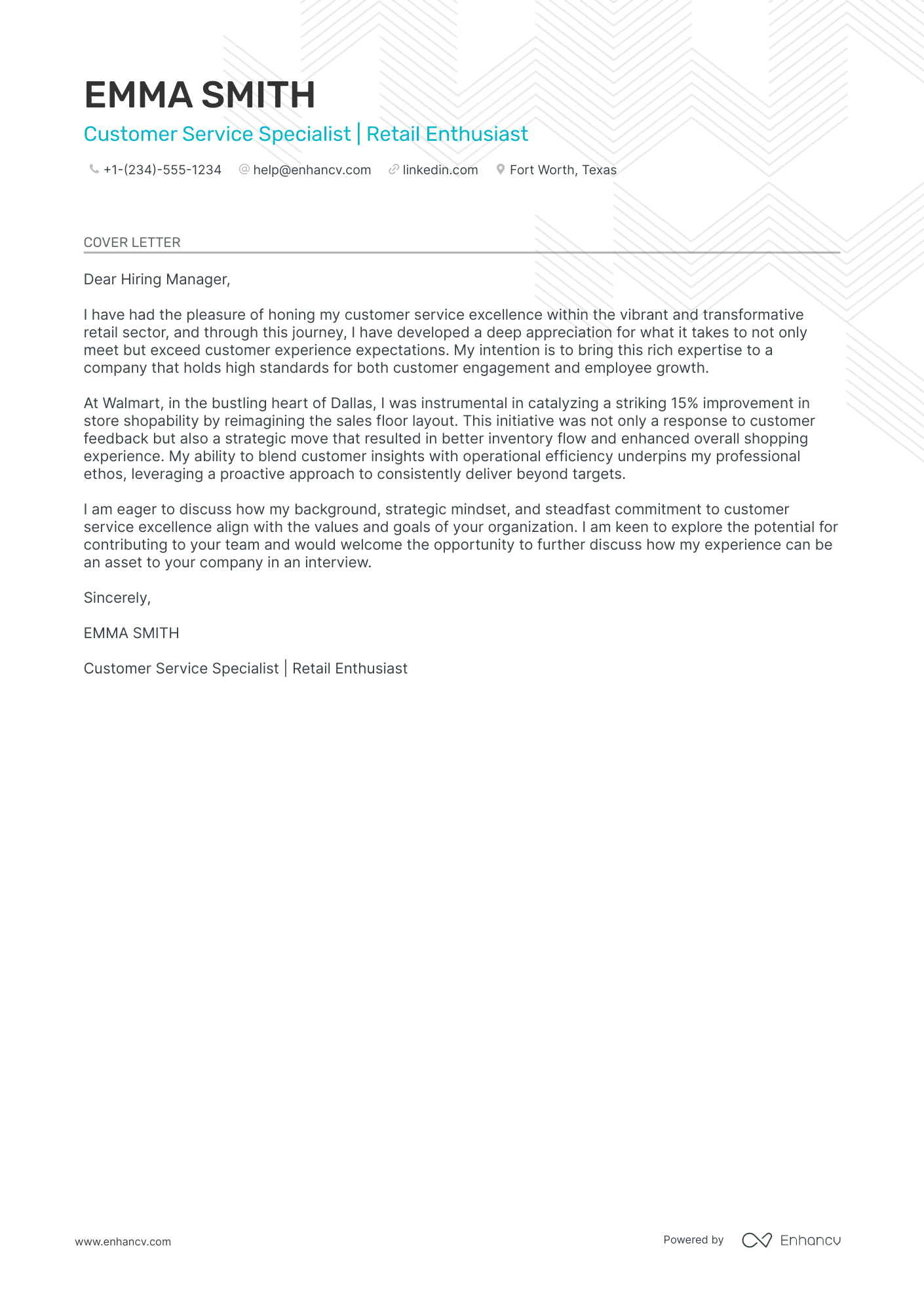 cover letter for customer service and marketing