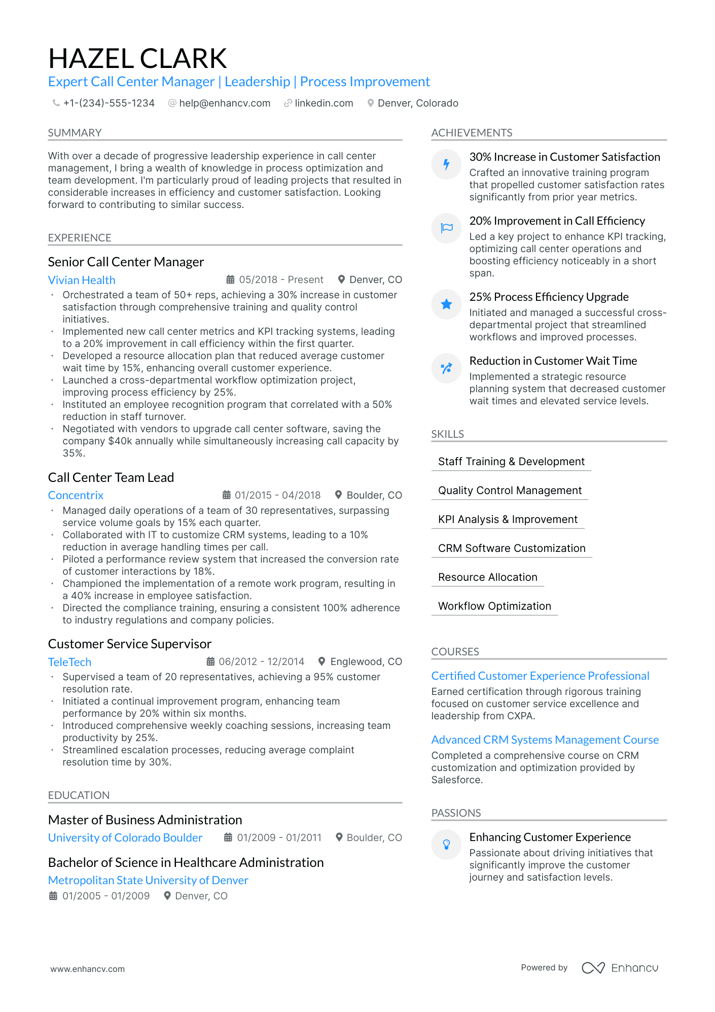 resume objective for call center manager