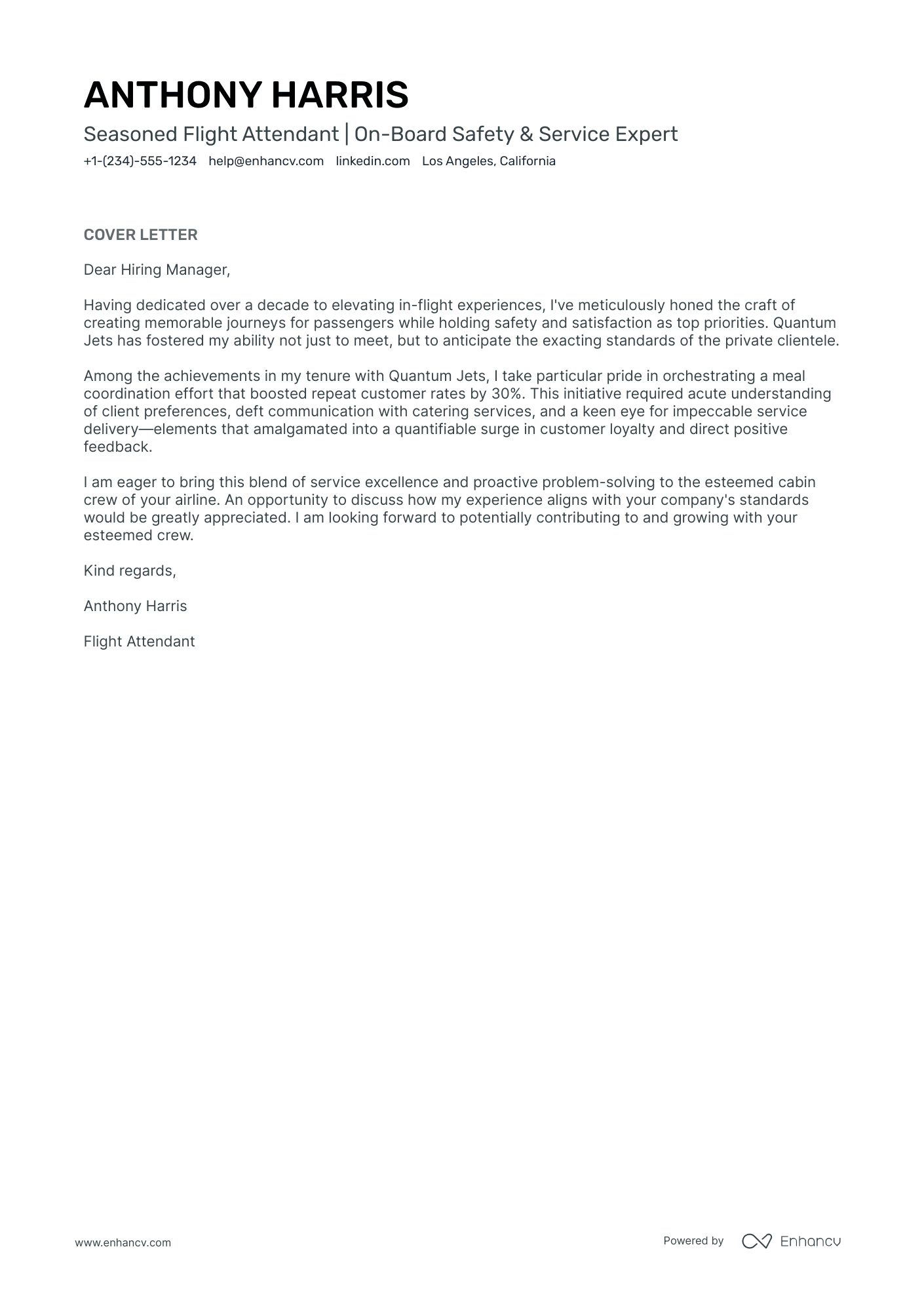 application letter example for flight attendant