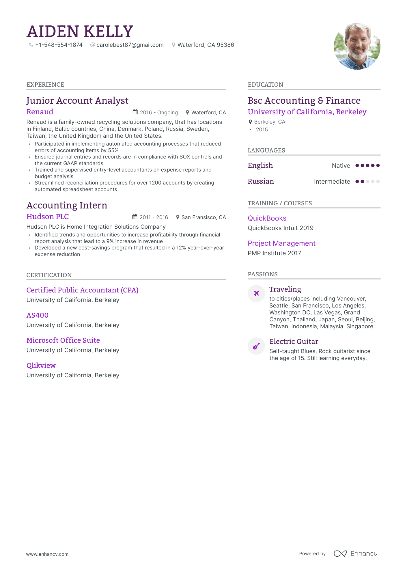 Modern Accounting Analyst Resume Template