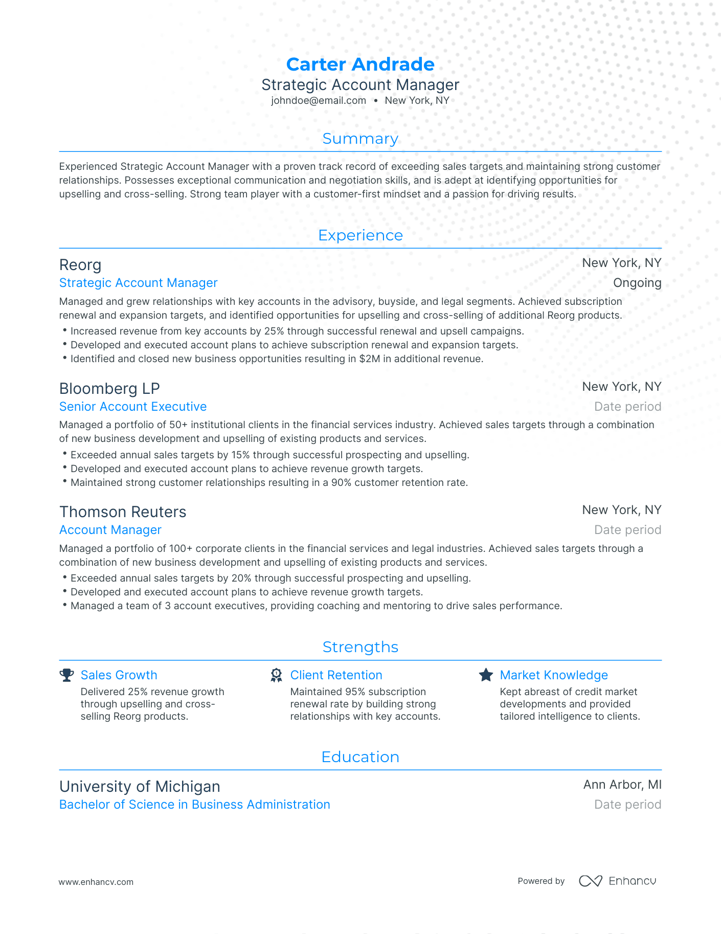 Traditional Strategic Account Manager Resume Template