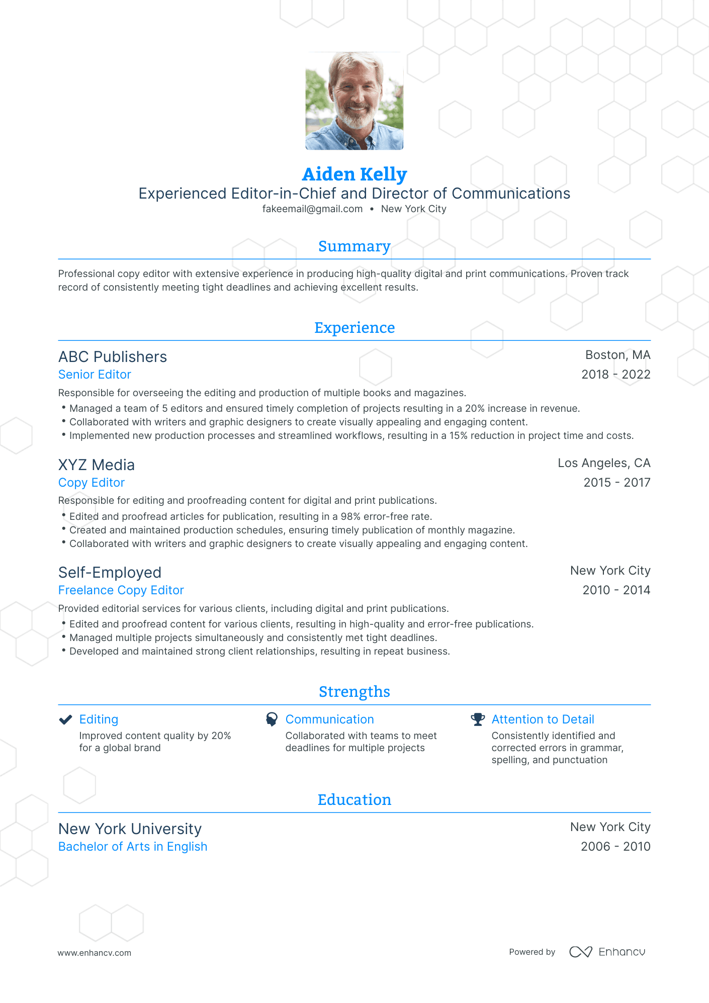 Traditional Freelance Copy Editor Resume Template
