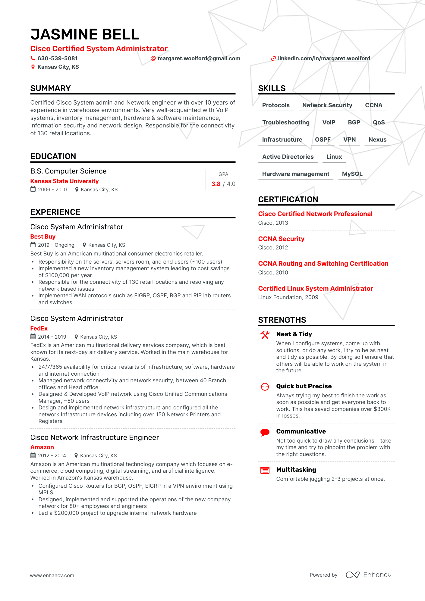 Simple System Administrator Resume Template