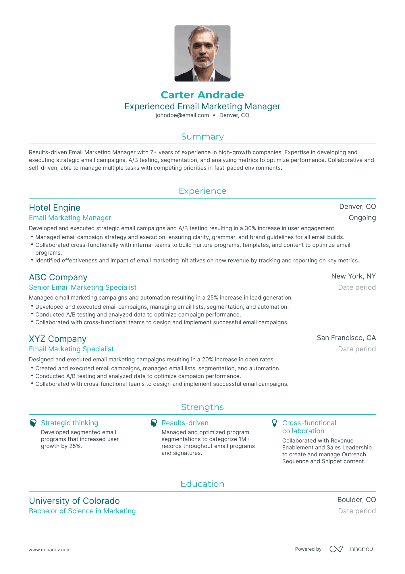 Traditional Email Marketing Manager Resume Template