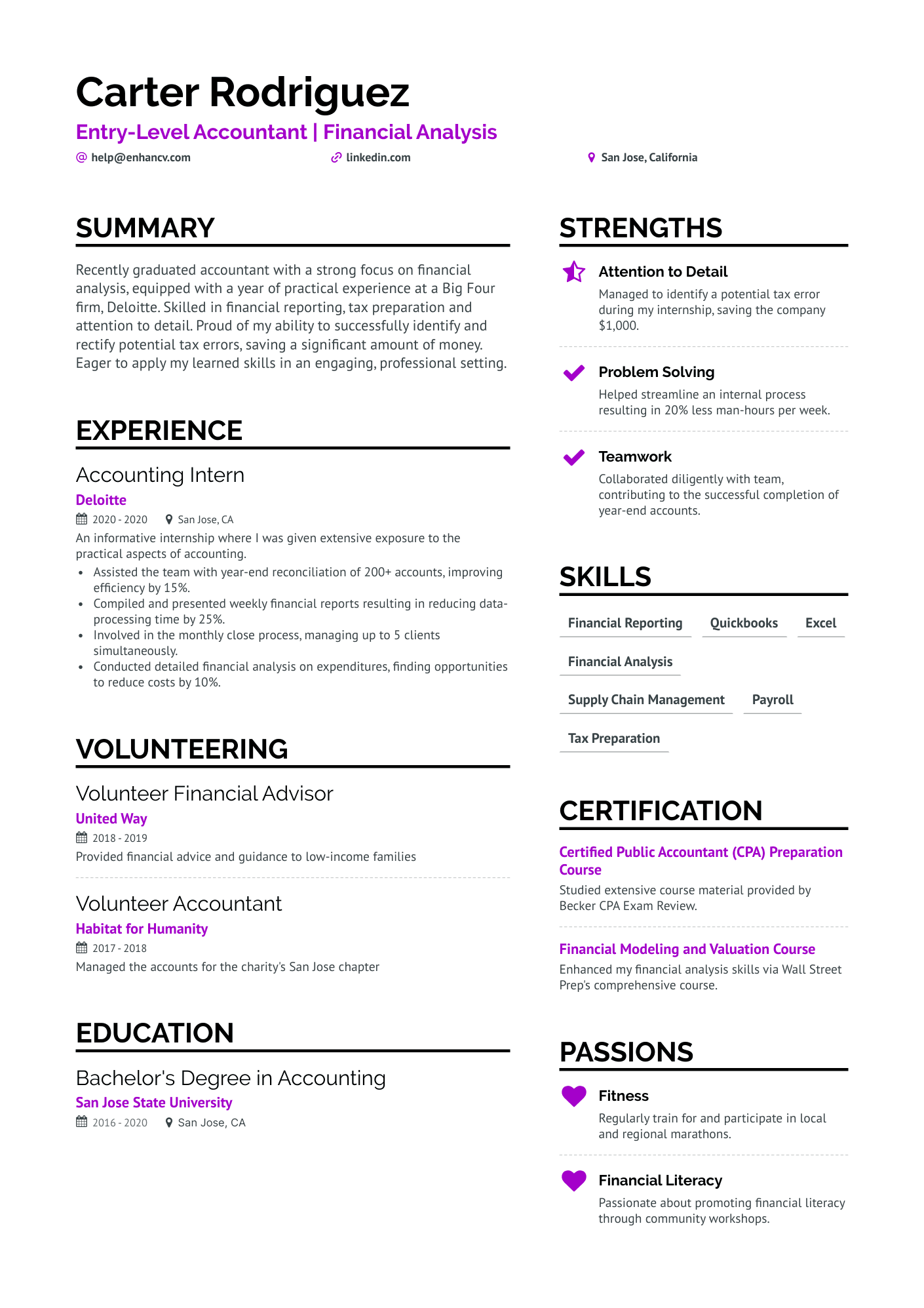resume sample of accountant