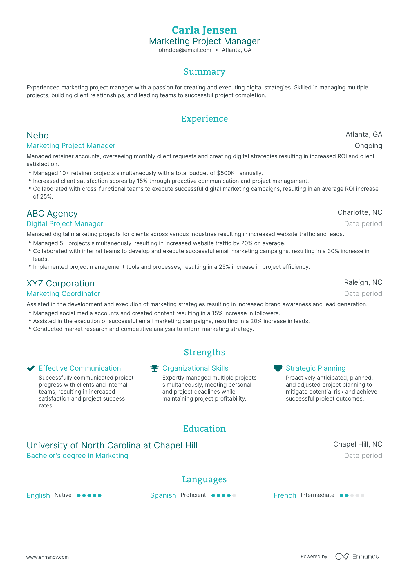 Traditional Marketing Project Manager Resume Template