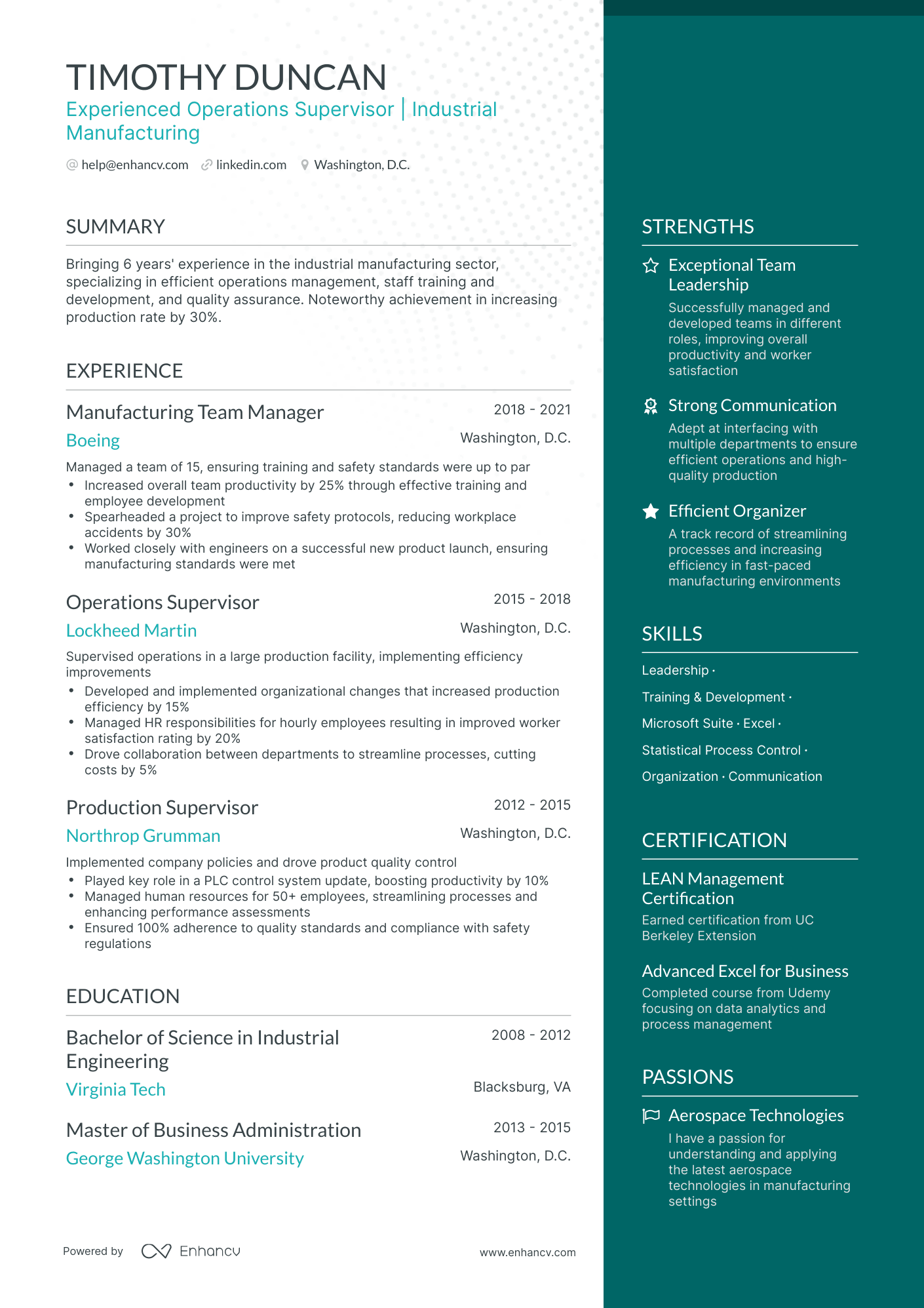 undefined Operations Supervisor Resume Template