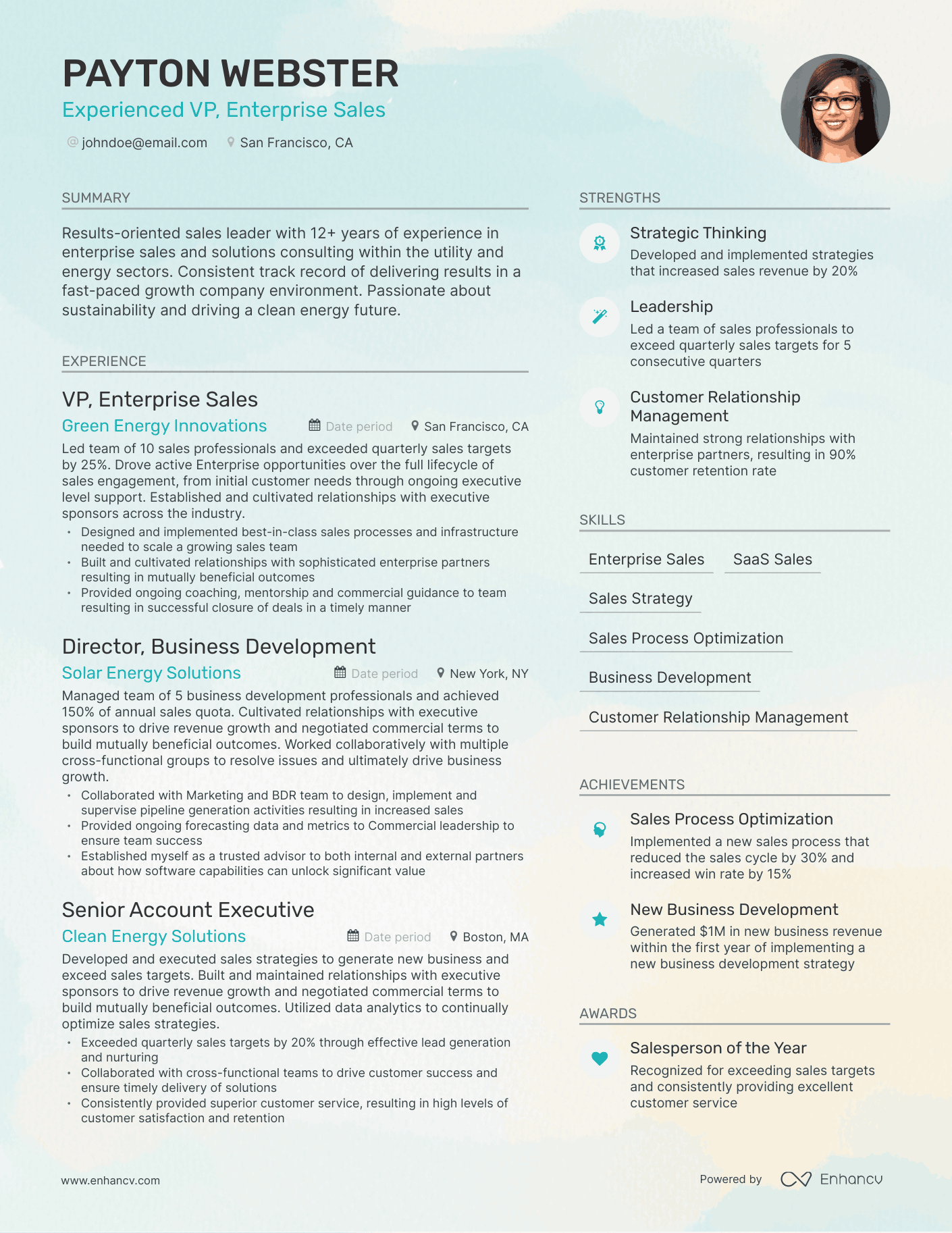 Modern Enterprise Sales Resume Template
