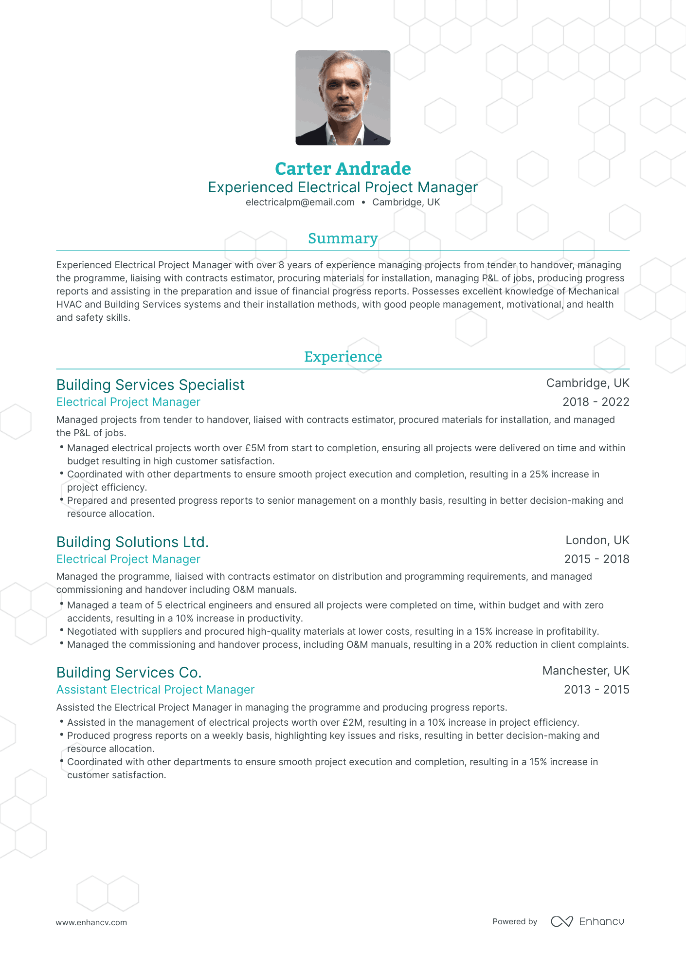 Traditional Electrical Project Manager Resume Template
