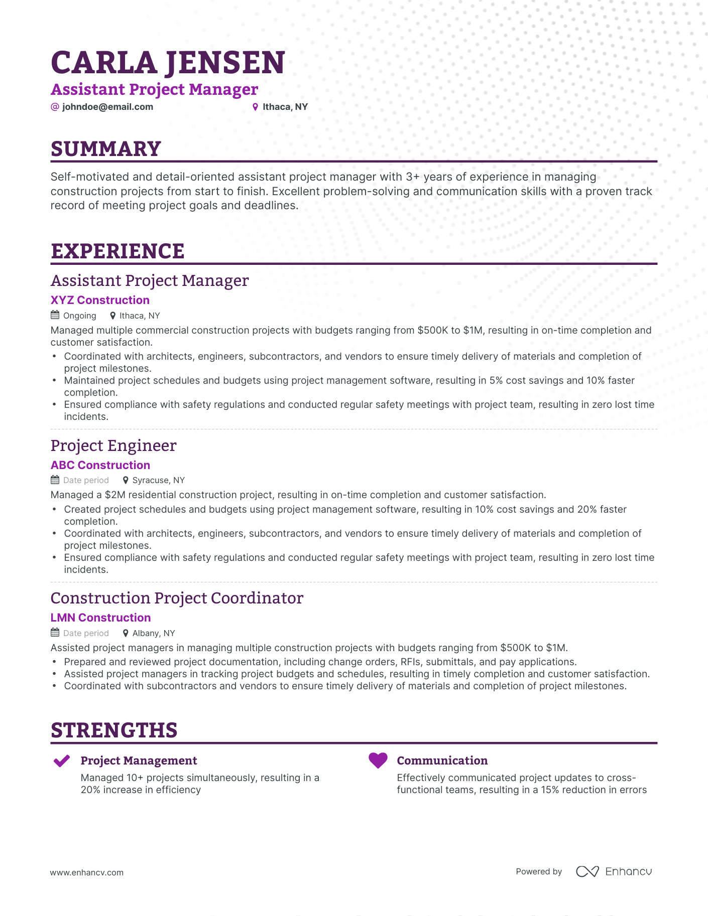 Classic Assistant Project Manager Resume Template