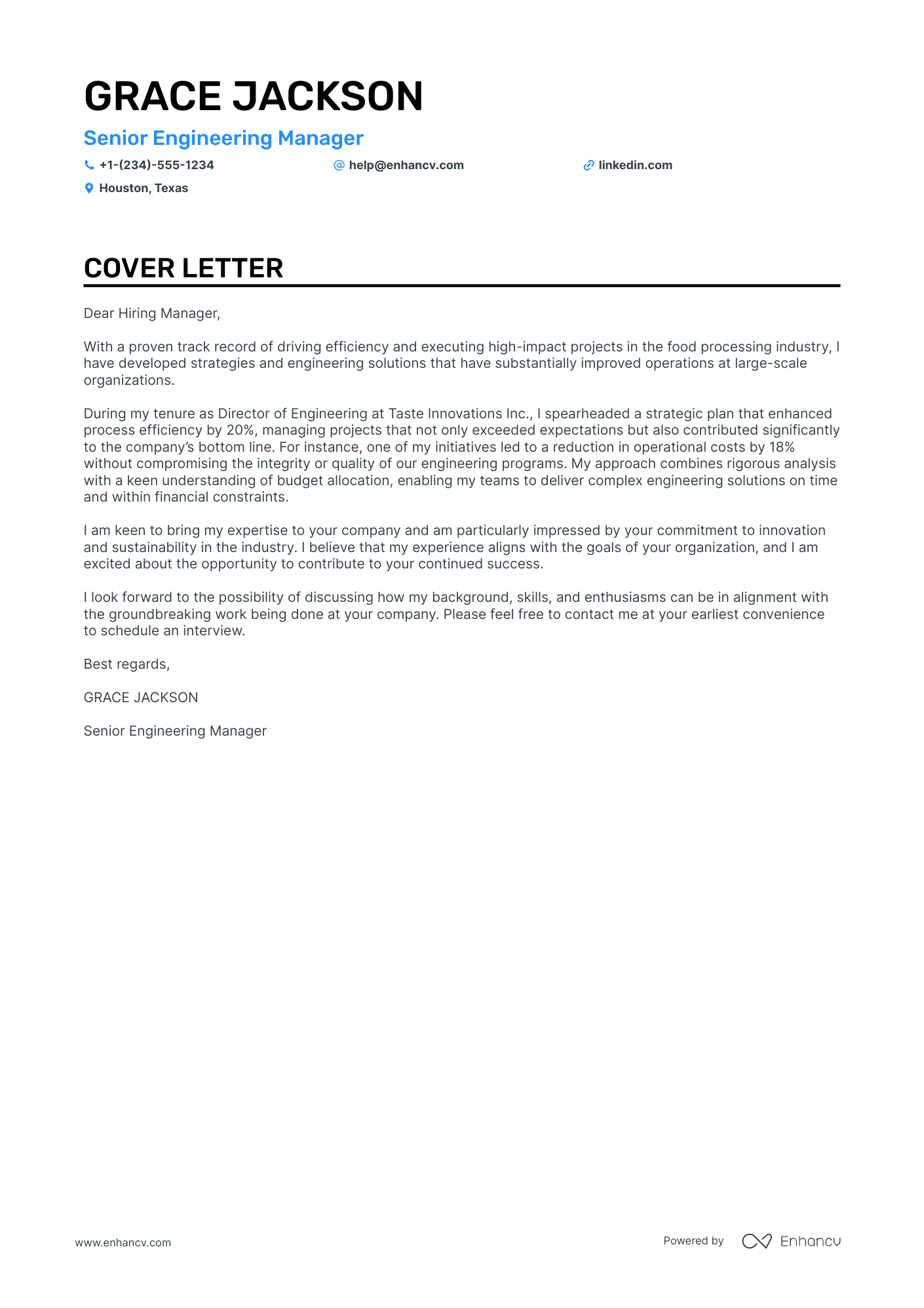 example cover letter for engineering job