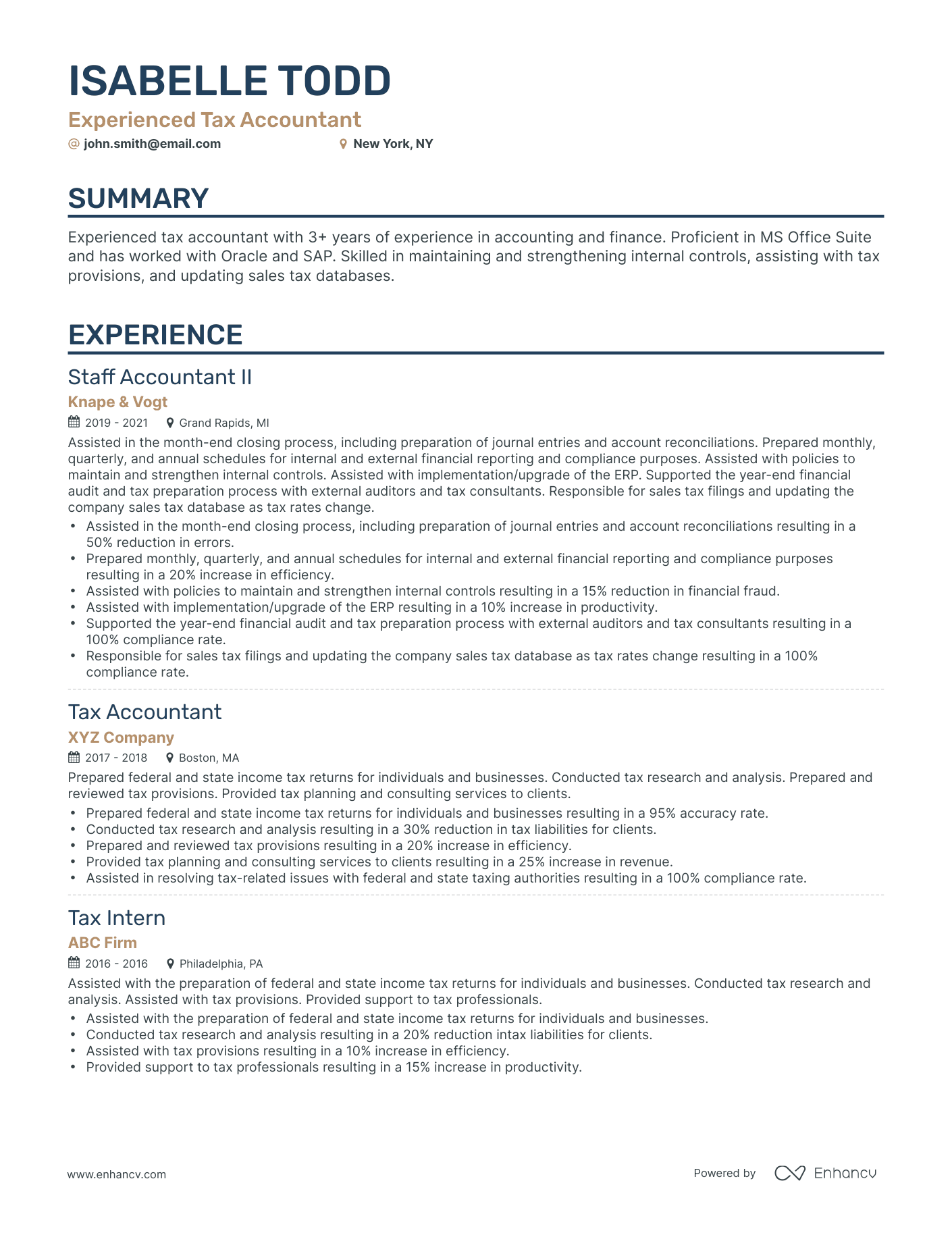 Classic Tax Accountant Resume Template