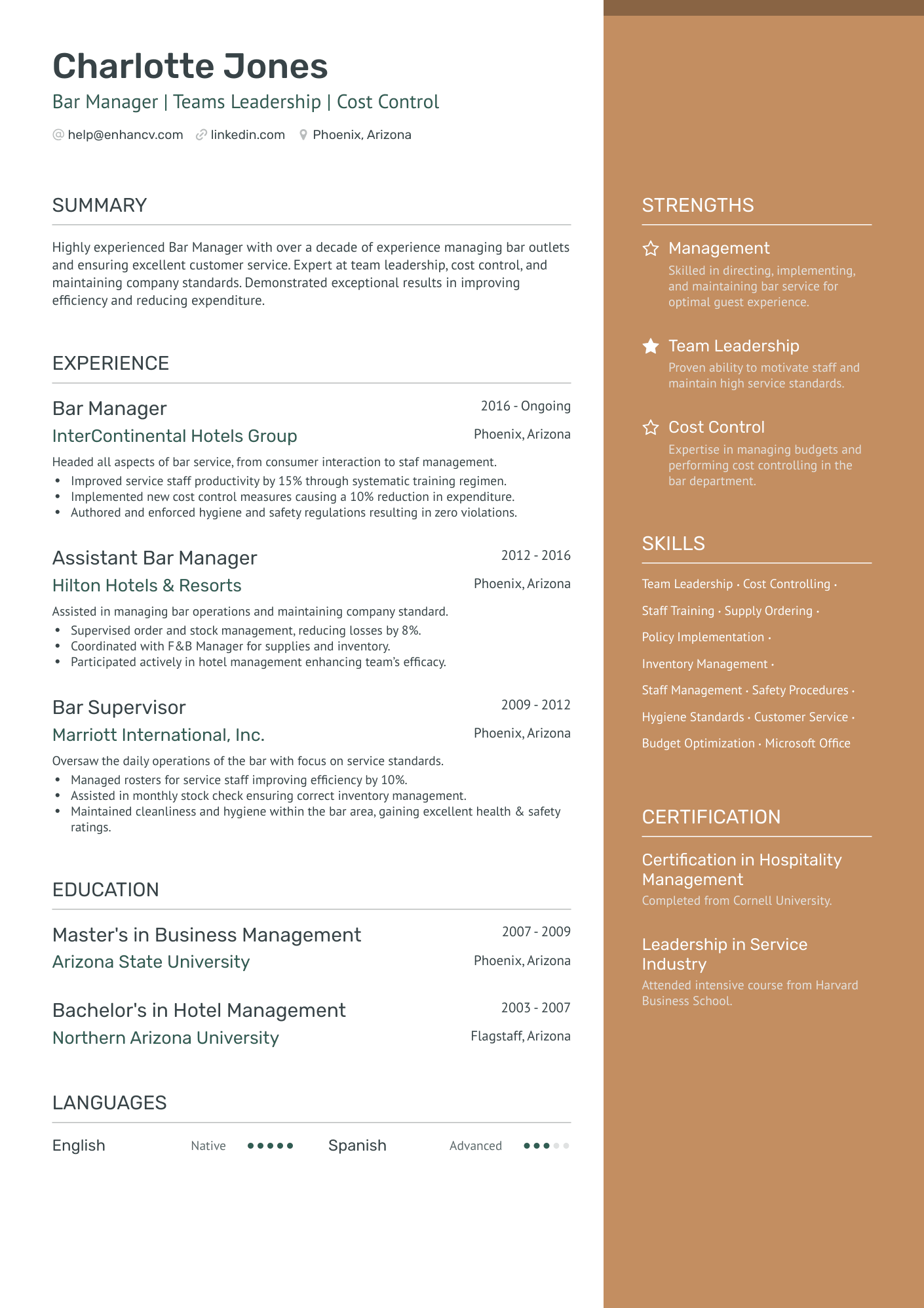 restaurant manager skills for resume