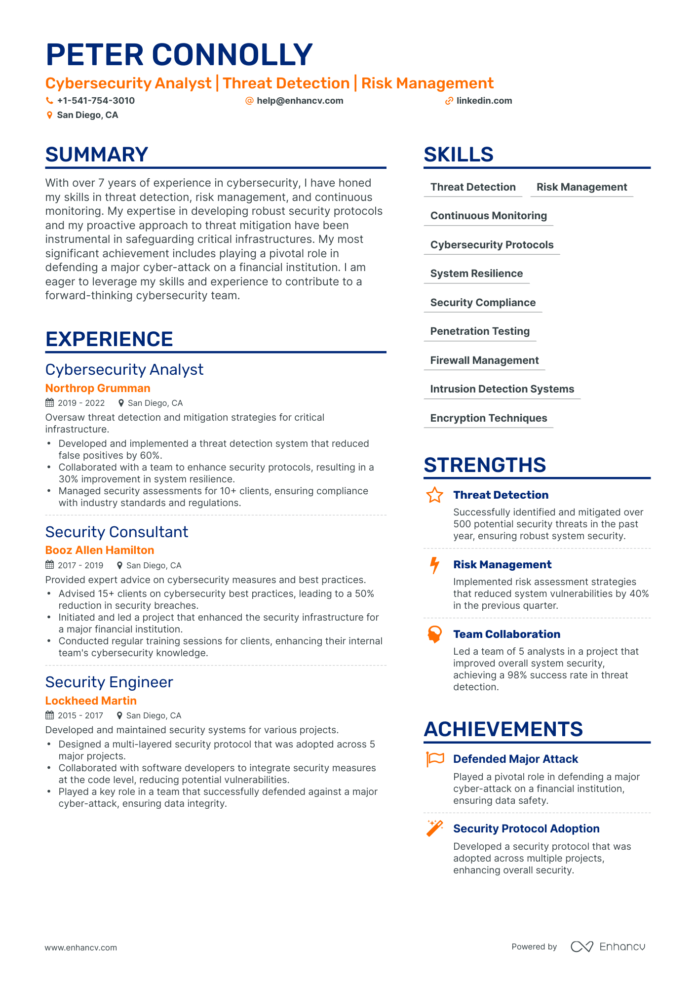 Simple Cyber Security Analyst Resume Template