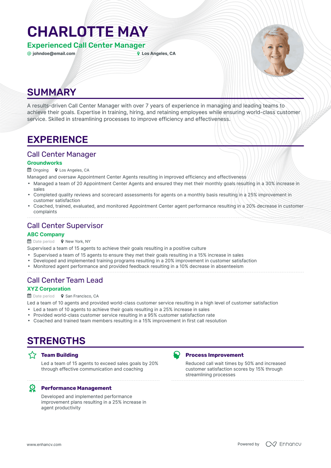 Classic Call Center Manager Resume Template