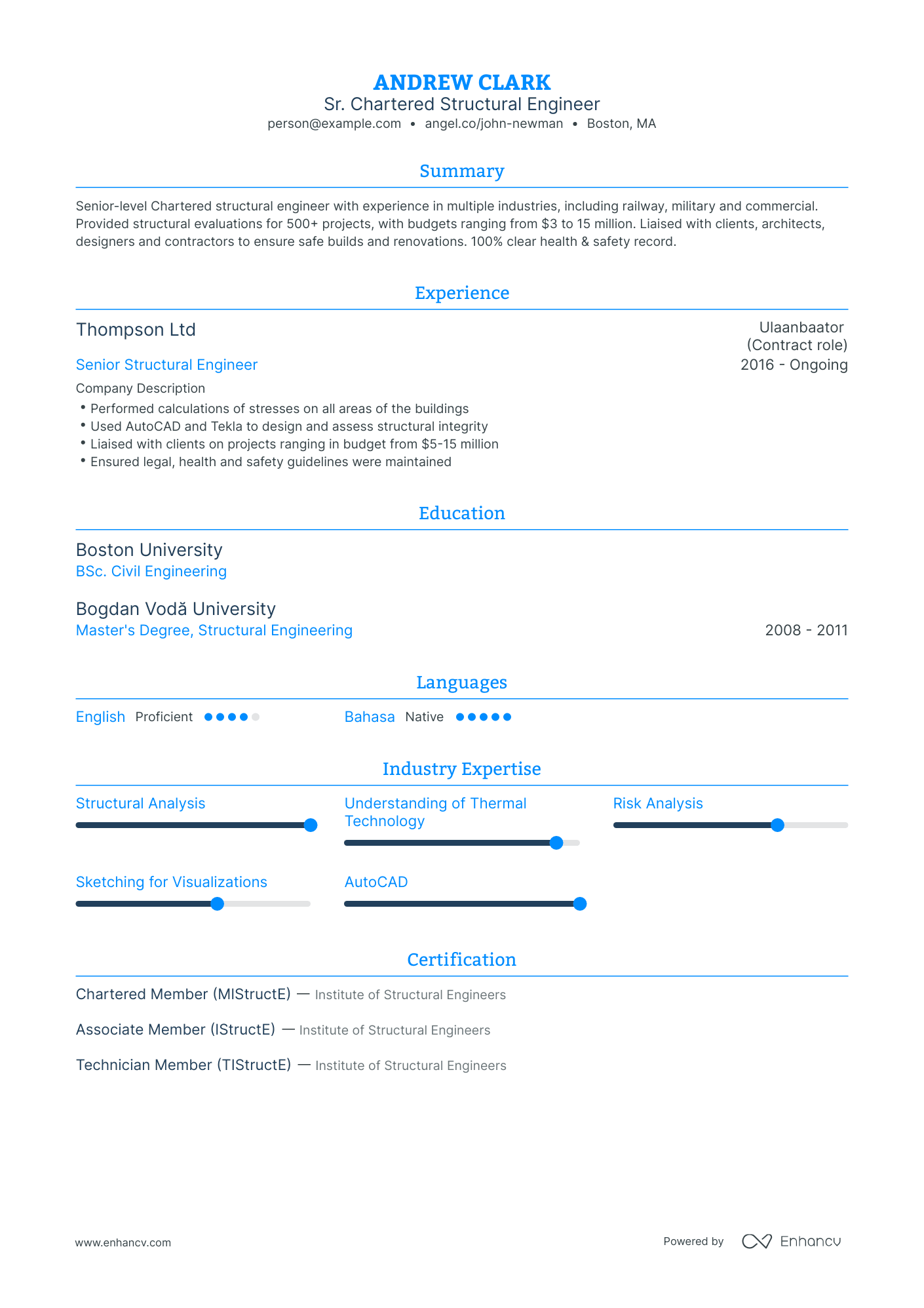 Traditional Structural Engineer Resume Template