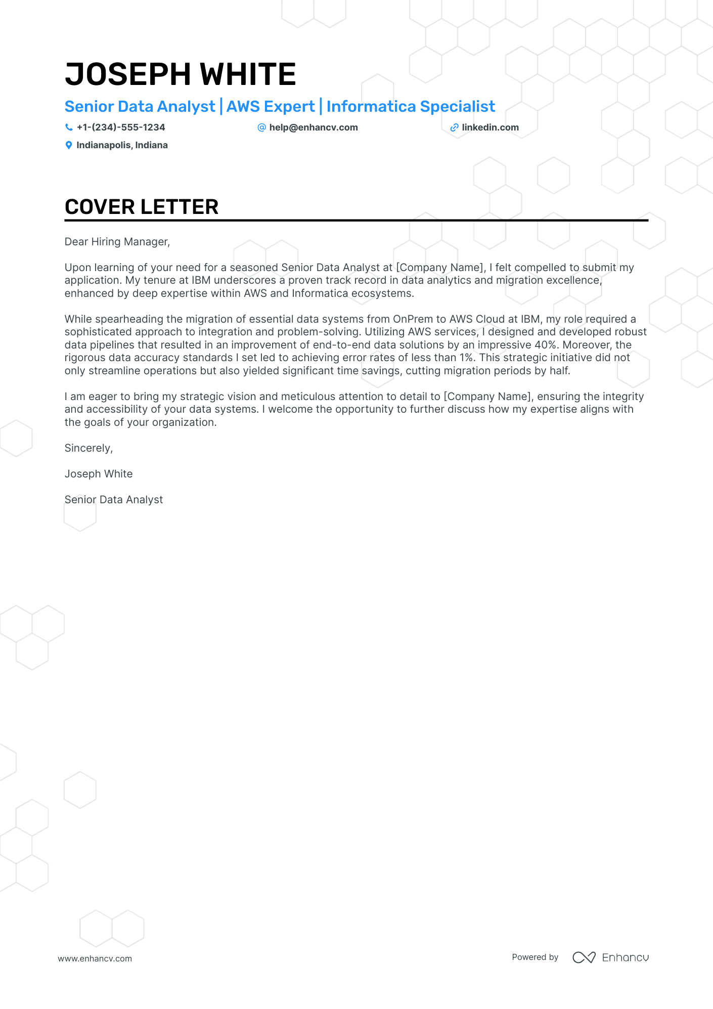 cover letter of data analyst