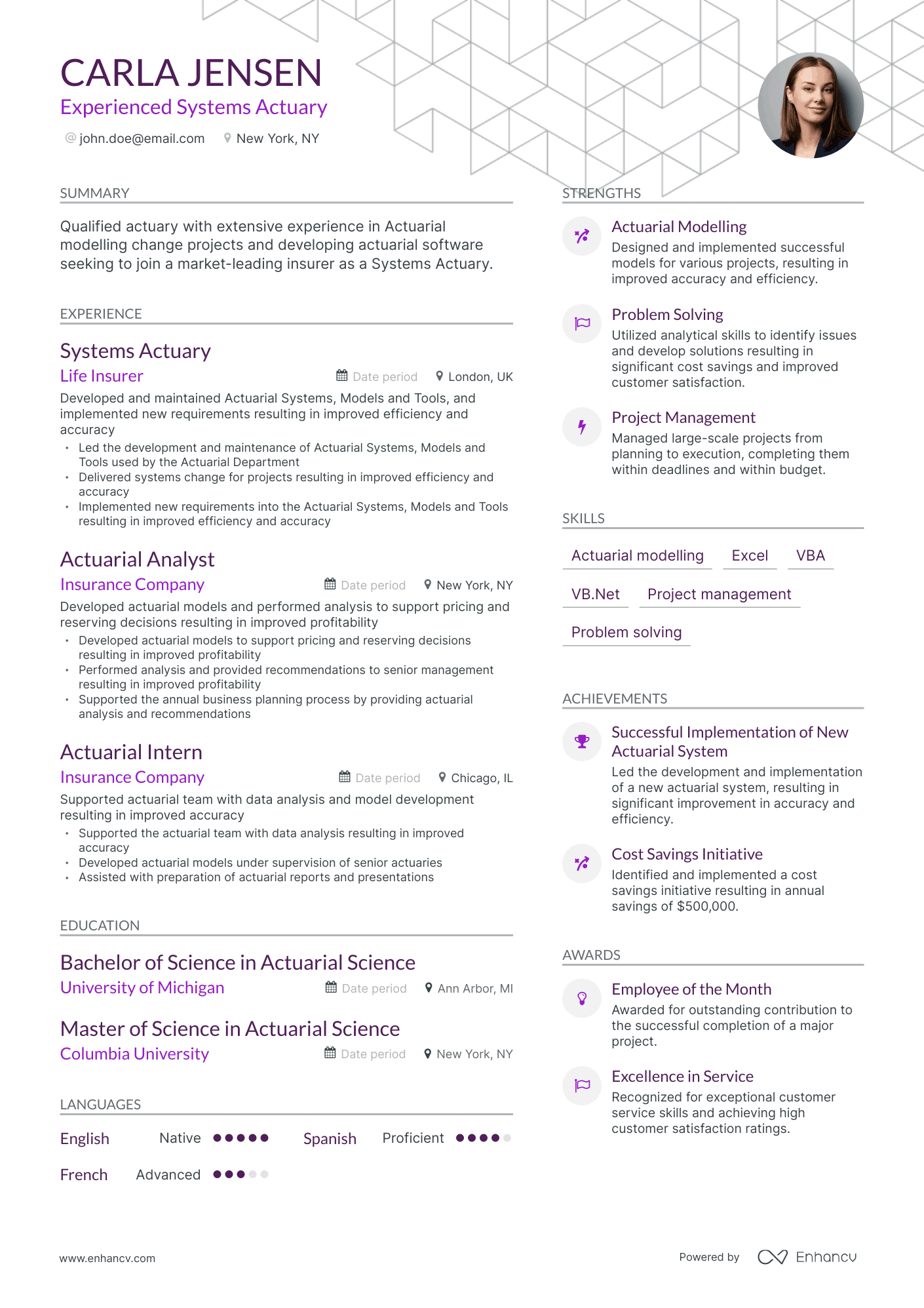 Modern Actuary Resume Template