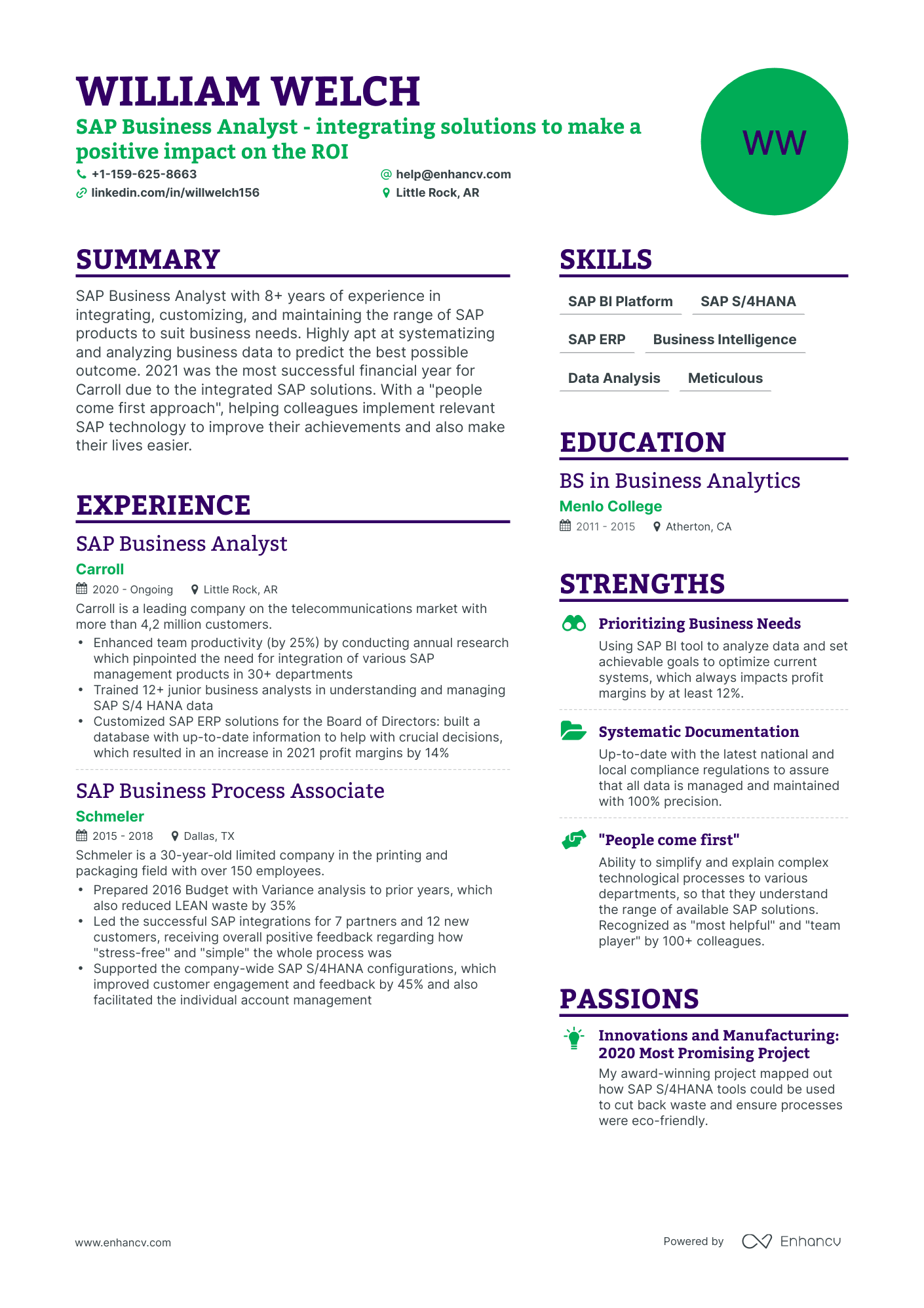 Simple Sap Business Analyst Resume Template