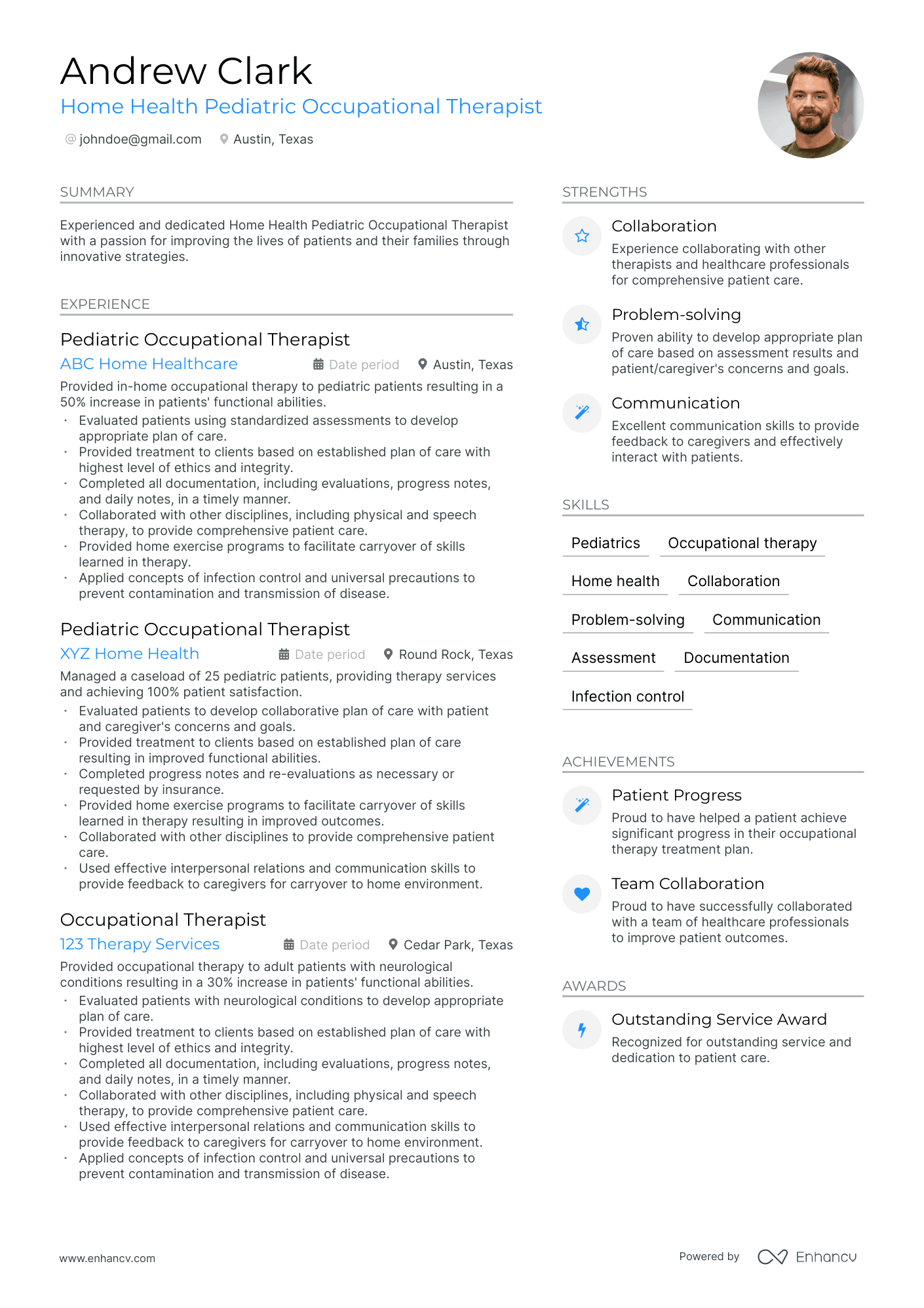 A resume example of a Occupational Therapist