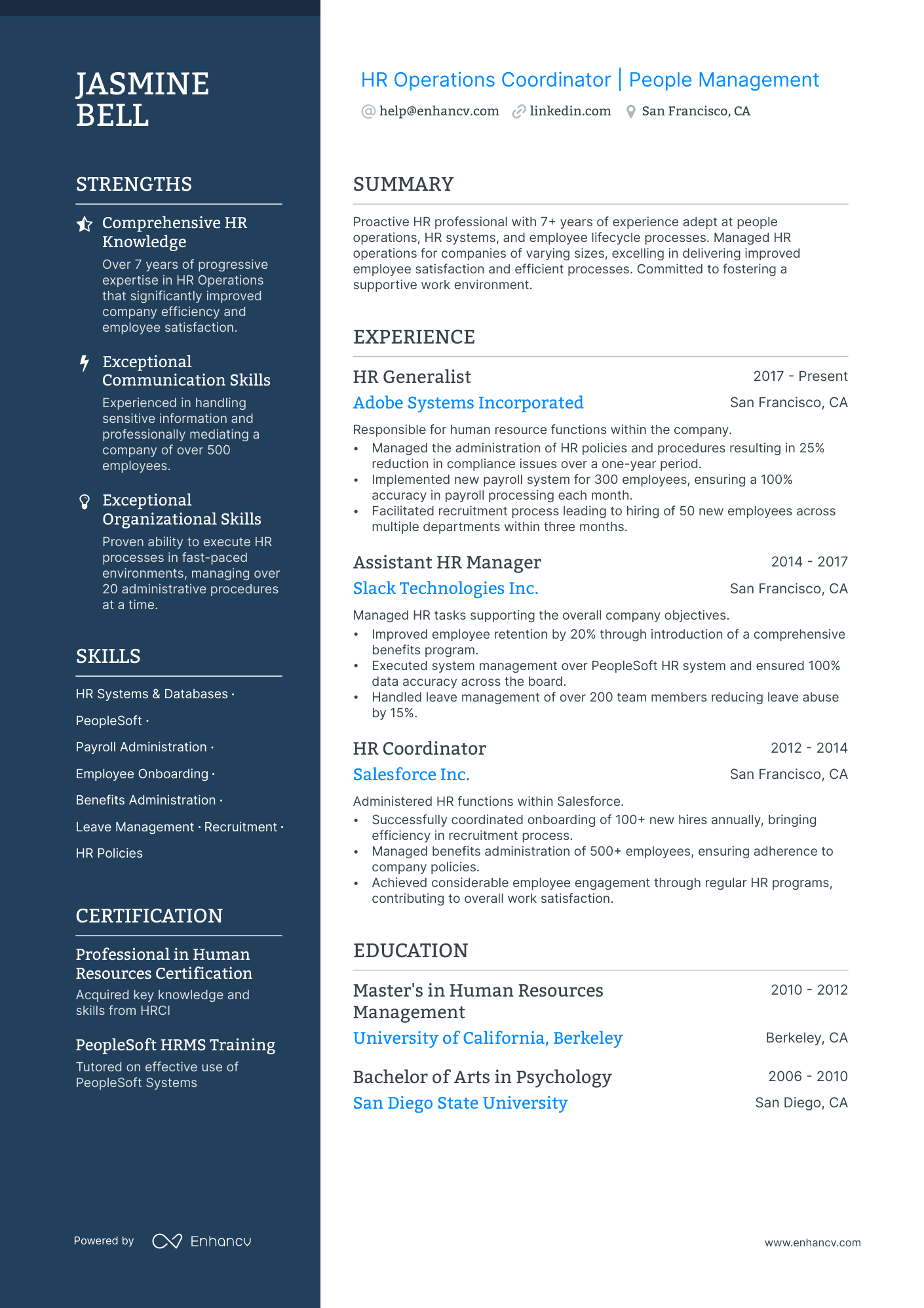 professional hr resume format