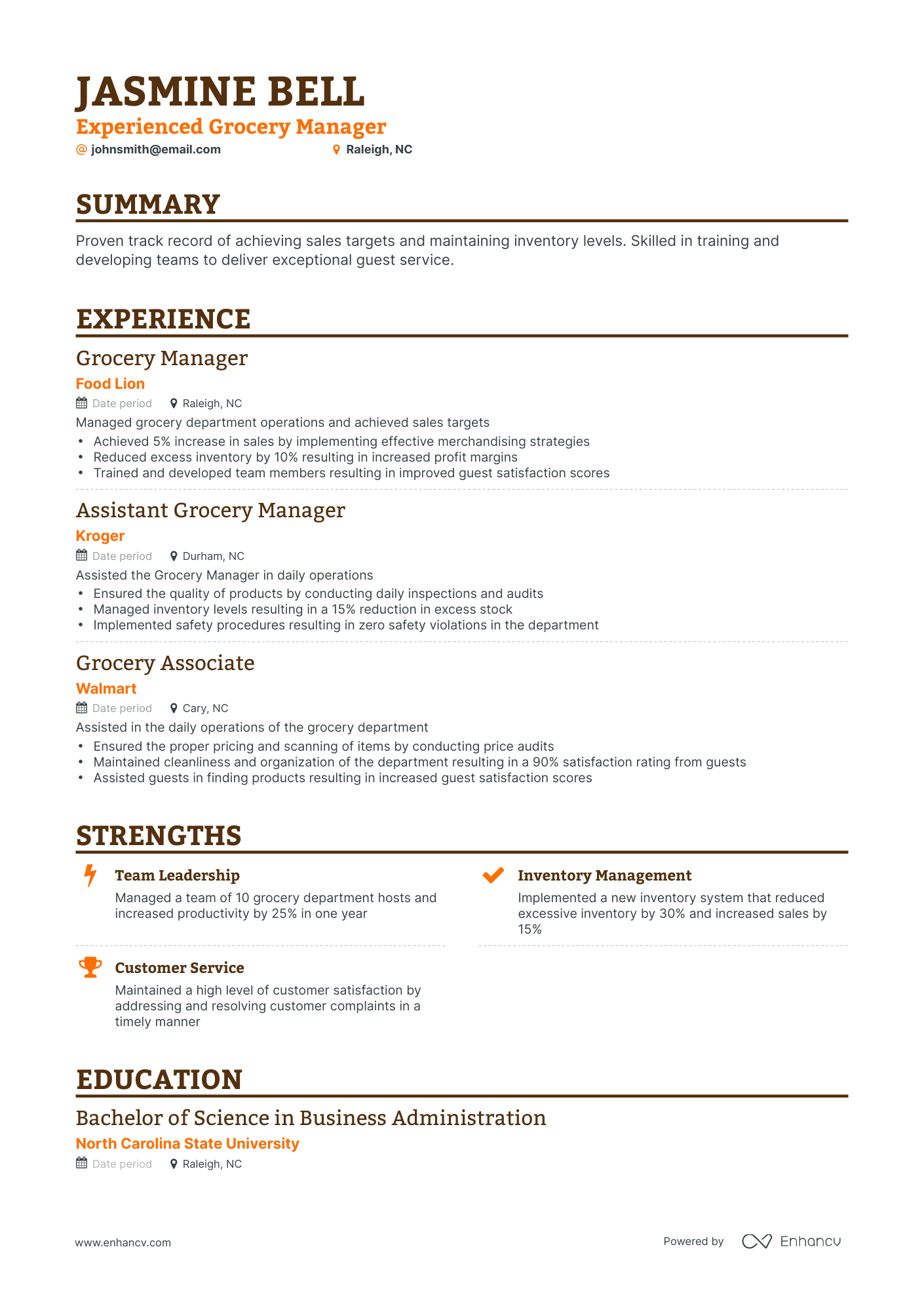 Classic Grocery Manager Resume Template
