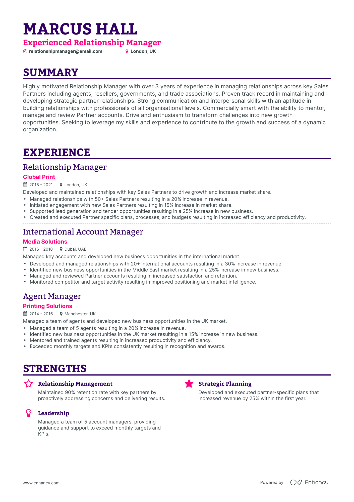 Classic Relationship Manager Resume Template