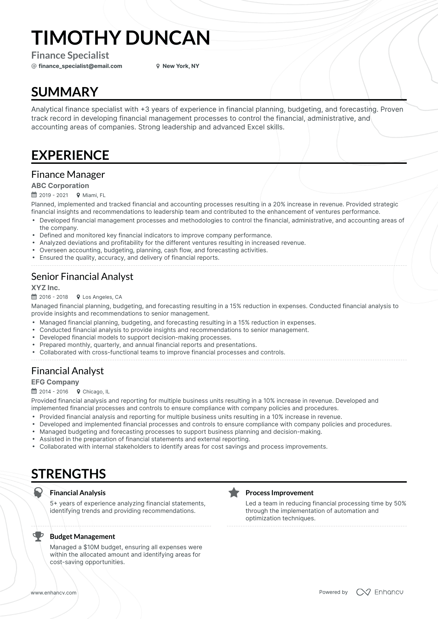 Classic Finance Specialist Resume Template