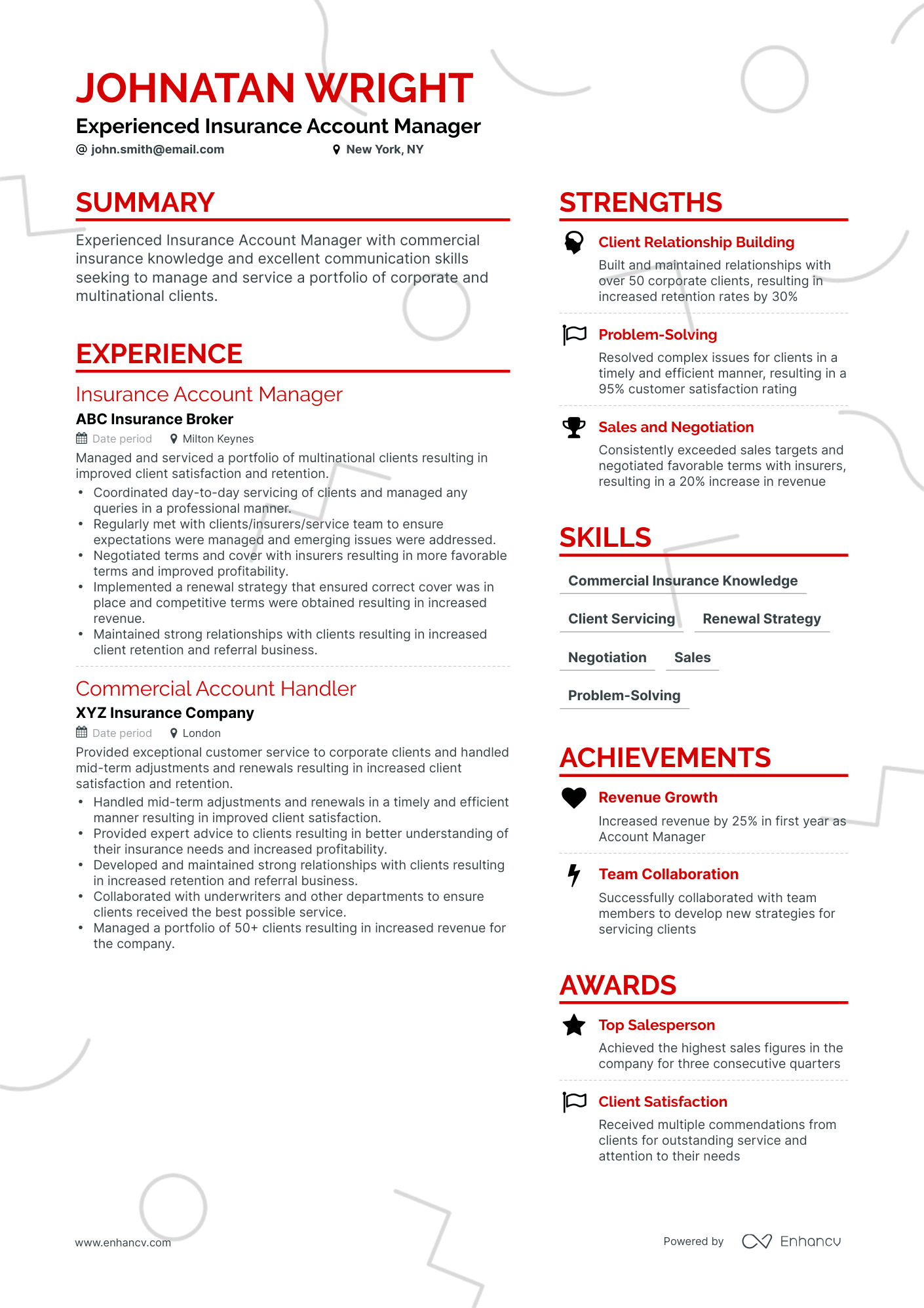 Simple Insurance Account Manager Resume Template