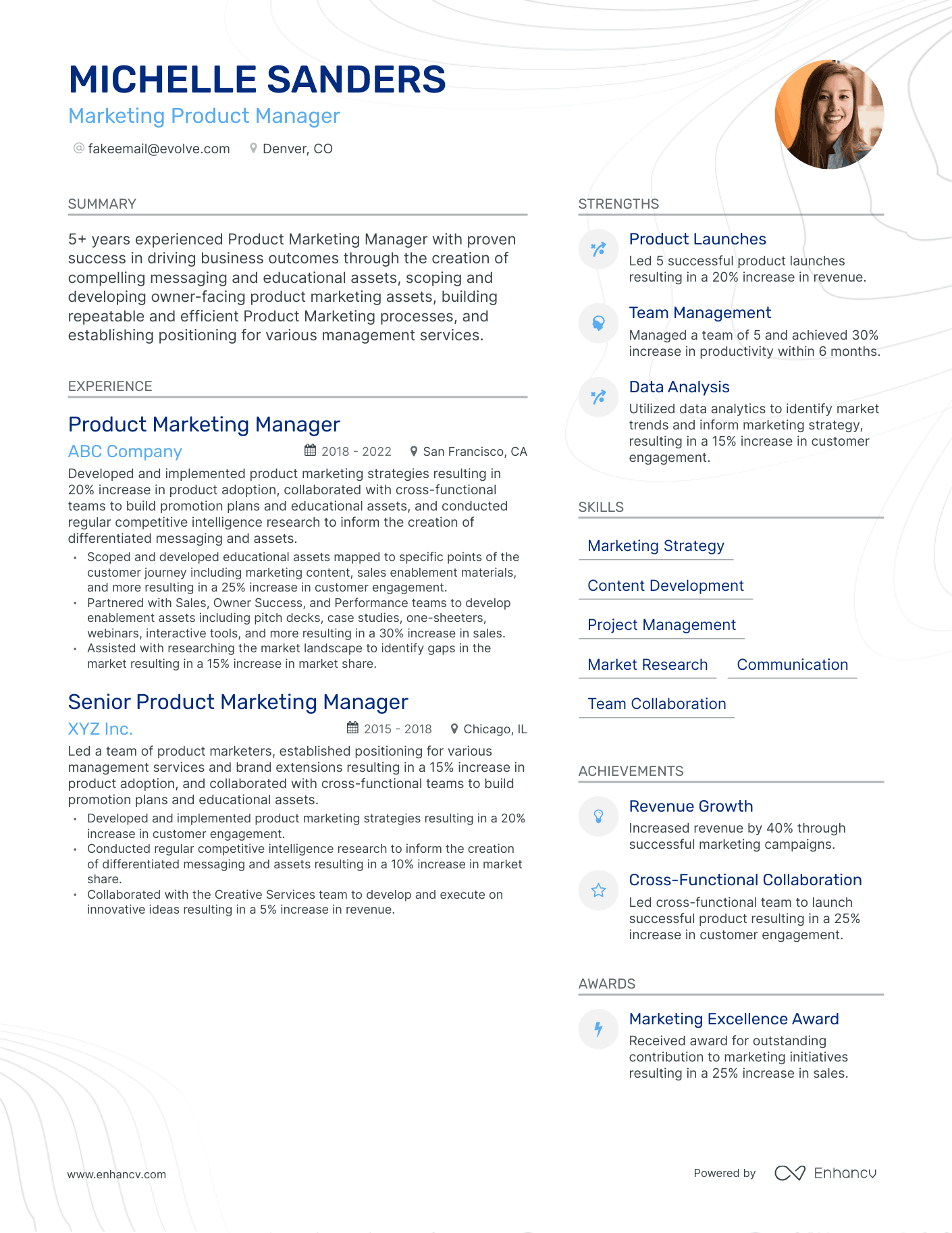Modern Marketing Product Manager Resume Template