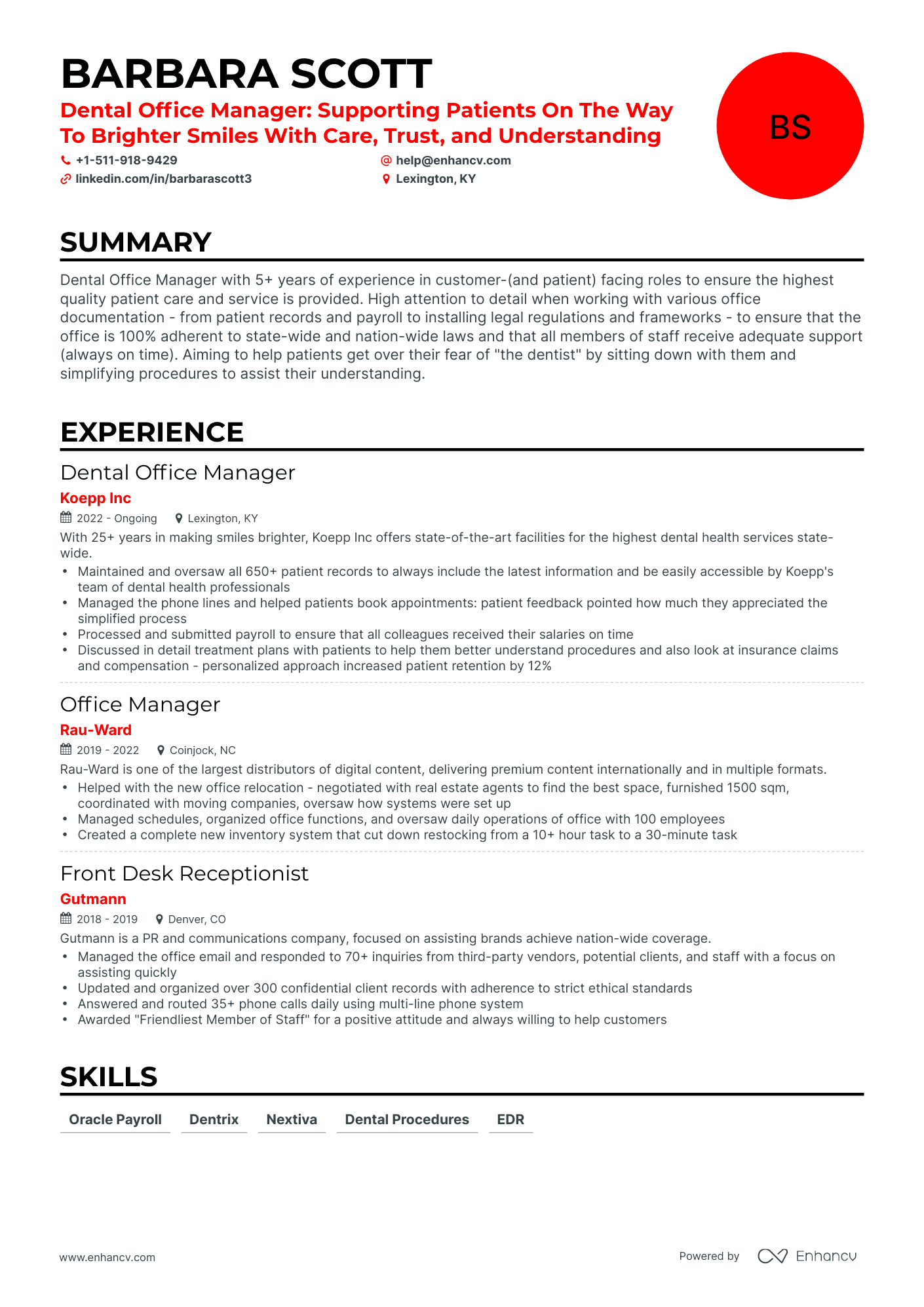 Classic Dental Office Manager Resume Template