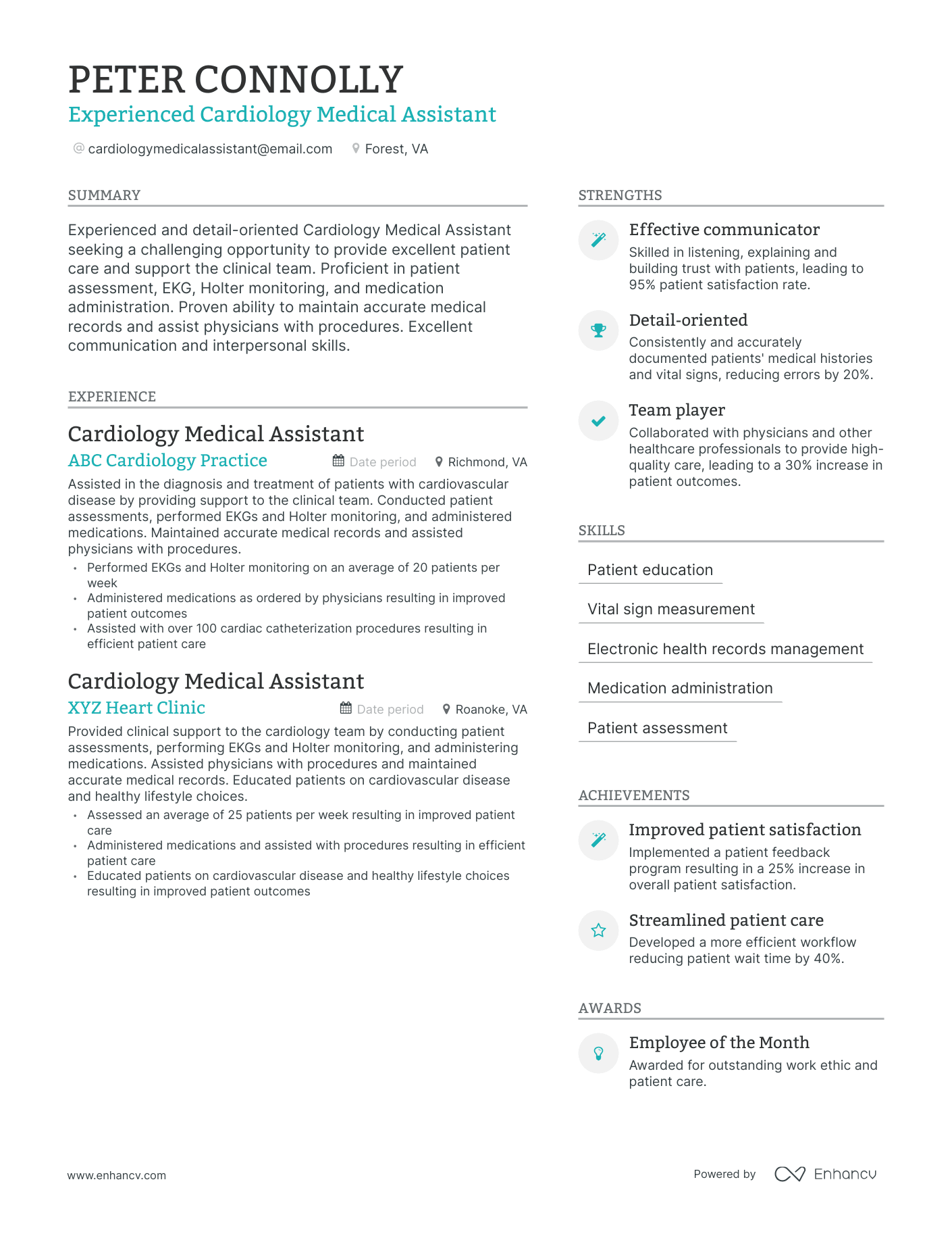 Modern Cardiology Medical Assistant Resume Template