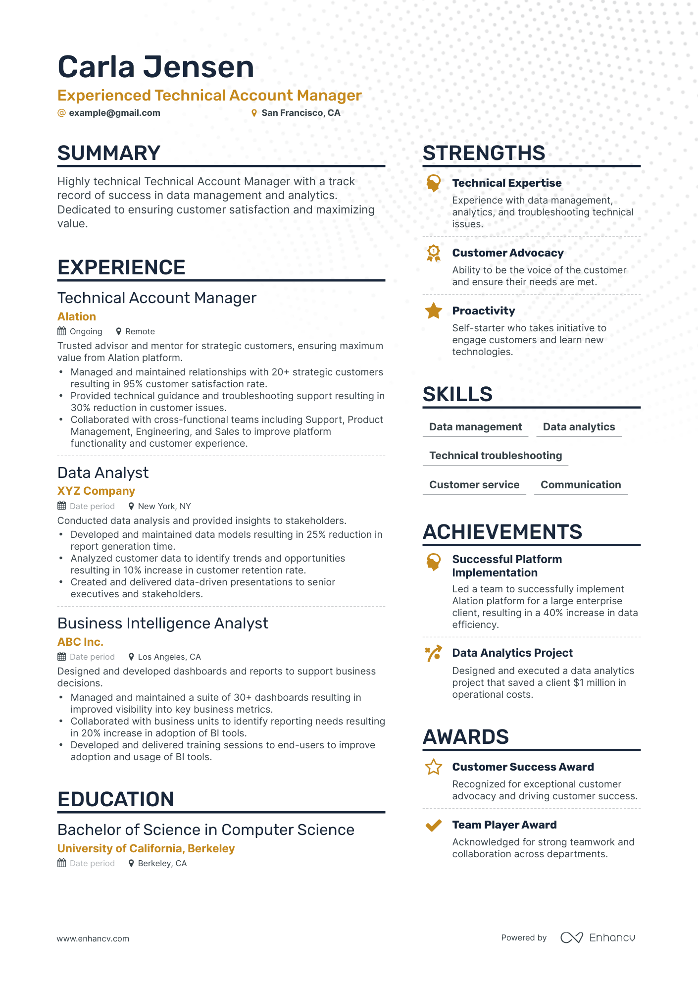 Simple Technical Account Manager Resume Template