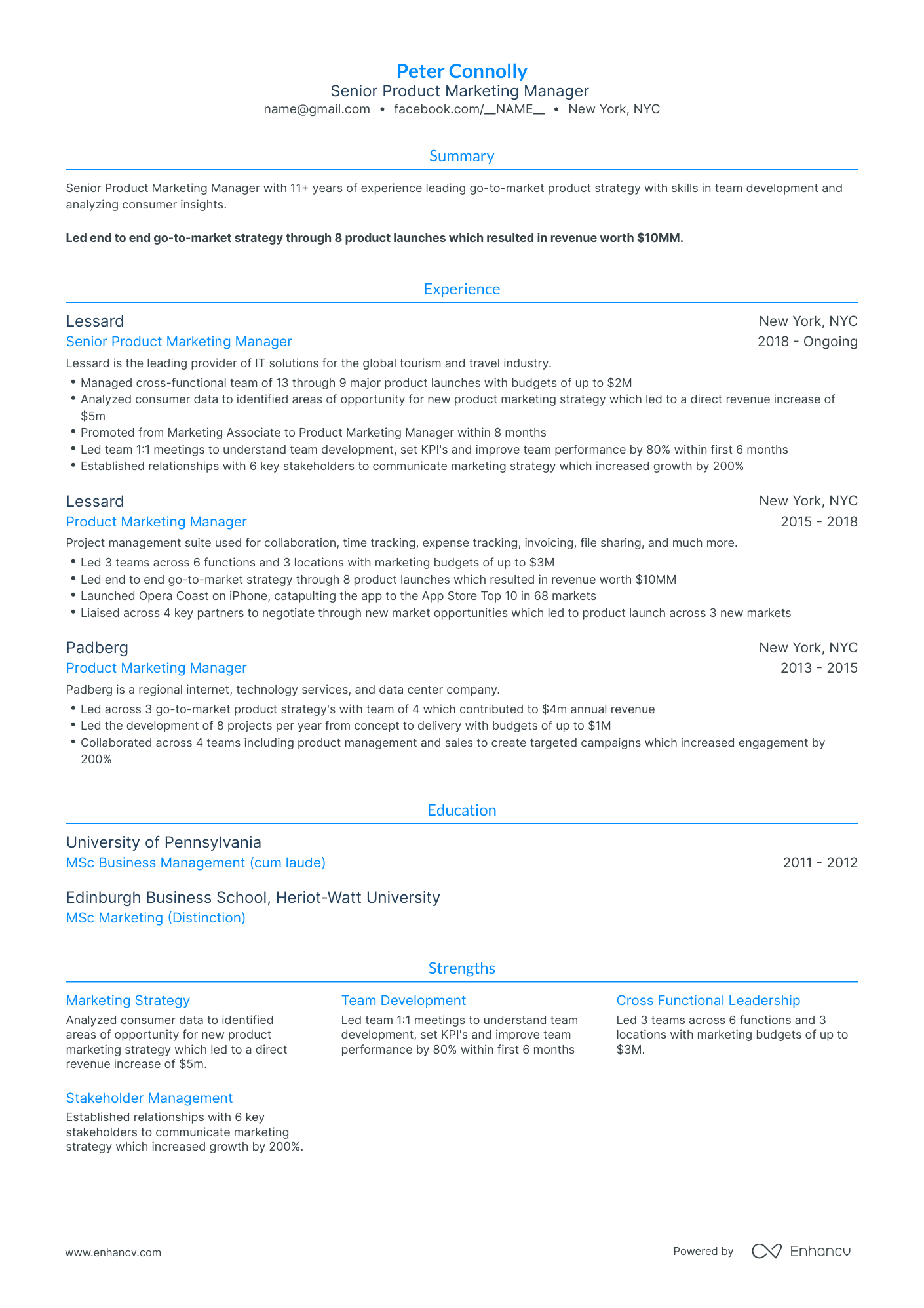 Traditional Product Marketing Manager Resume Template