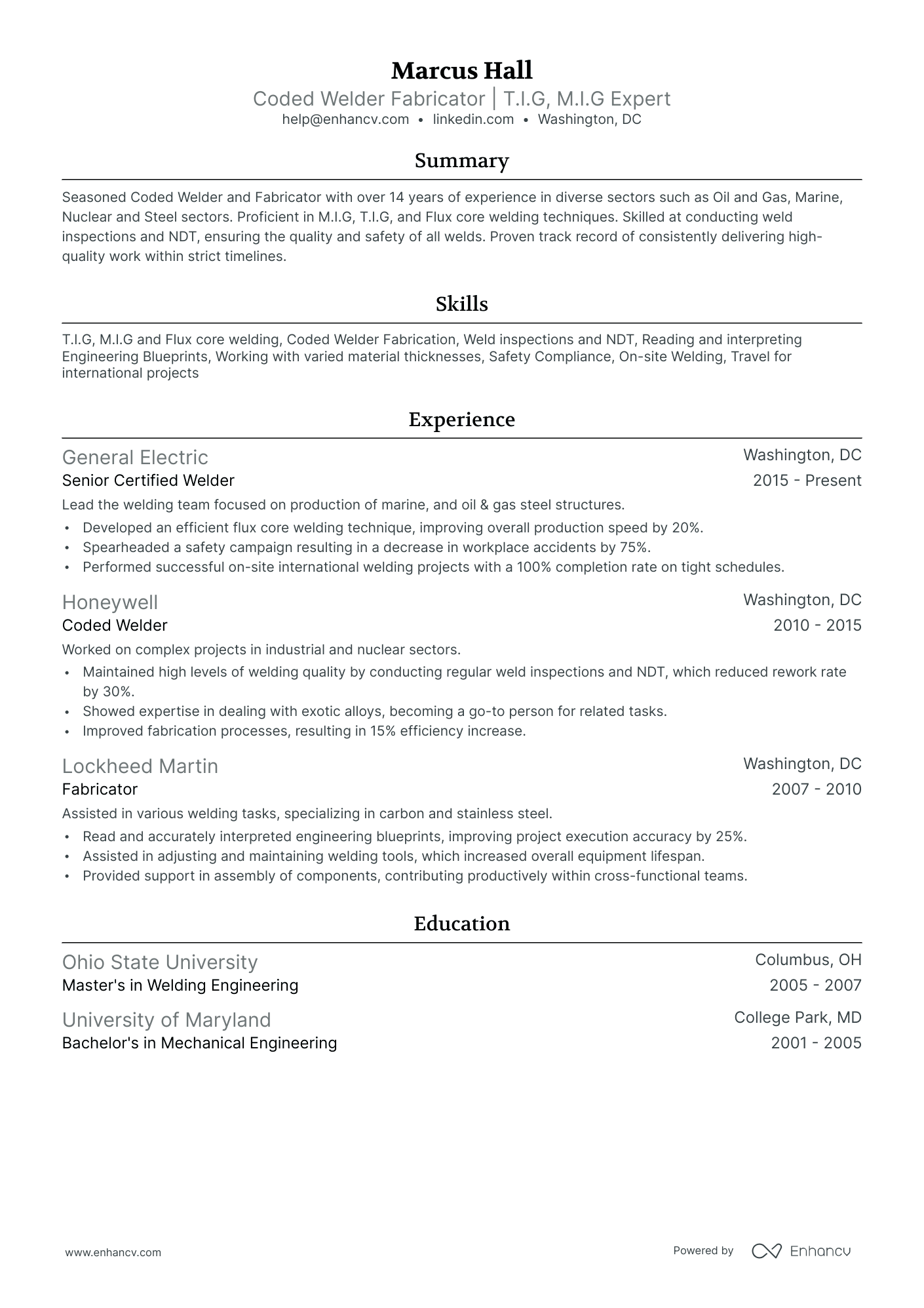 resume objective examples for welders