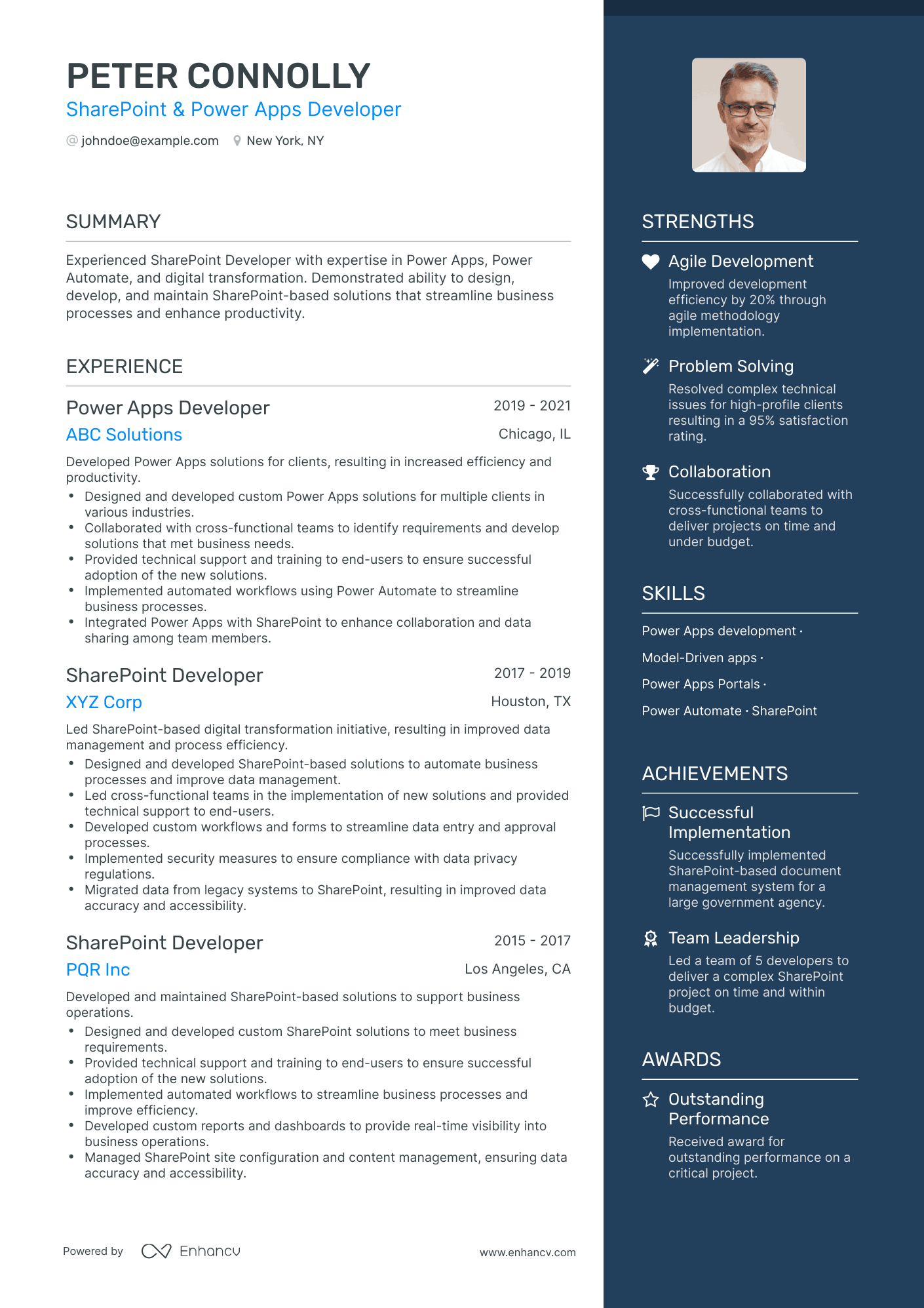 One Page Sharepoint Developer Resume Template