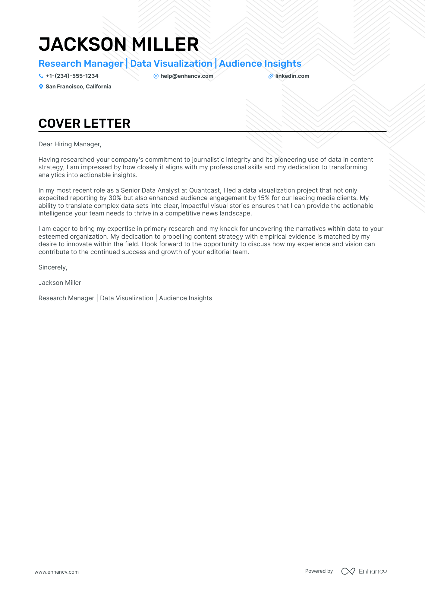 covering letter example for research