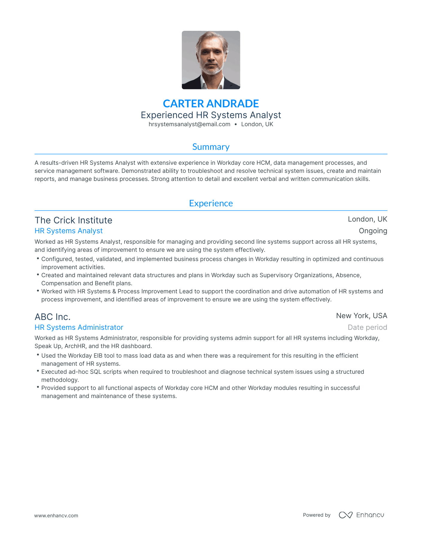 Traditional HR Analyst Resume Template