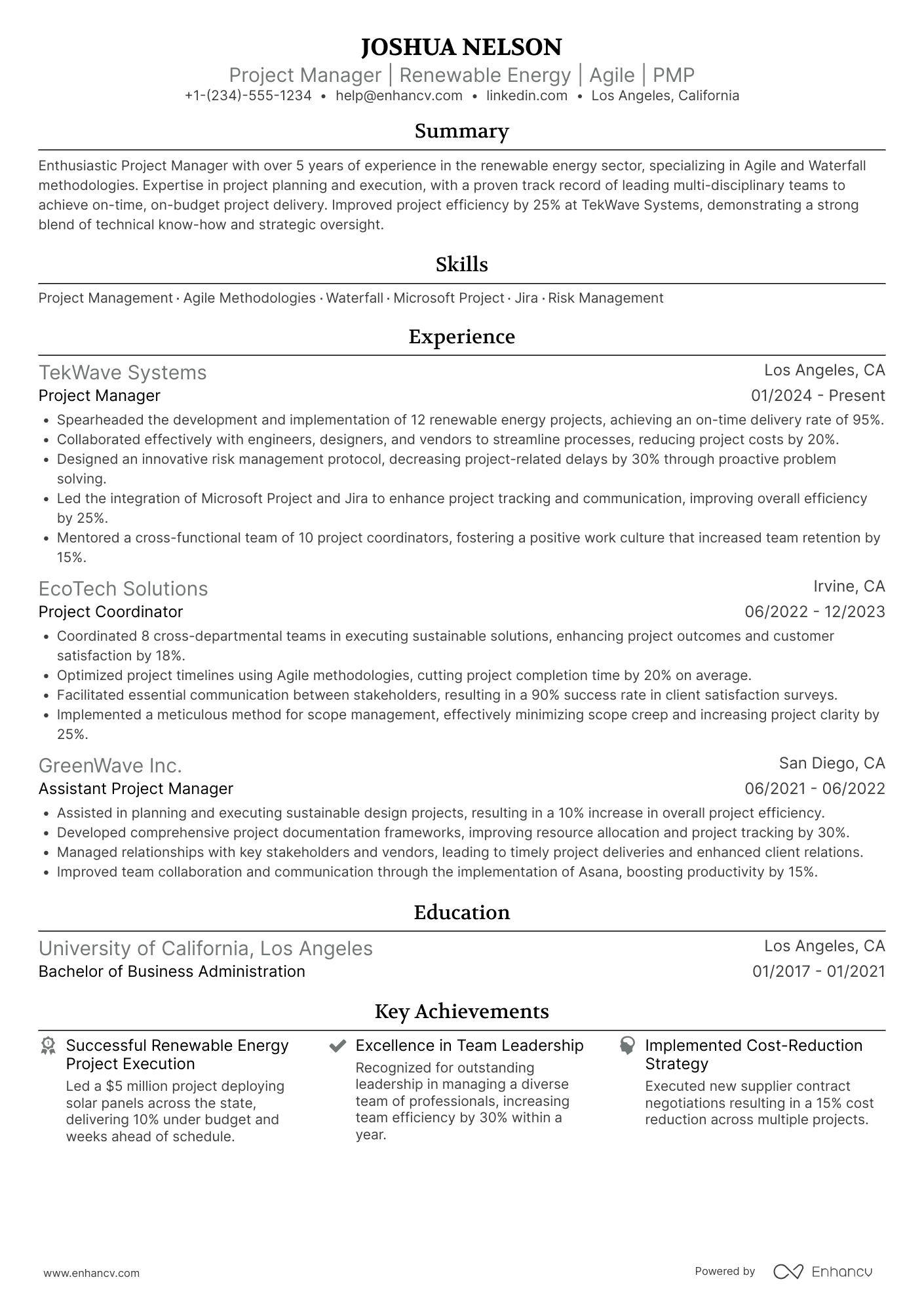 Project Manager resume