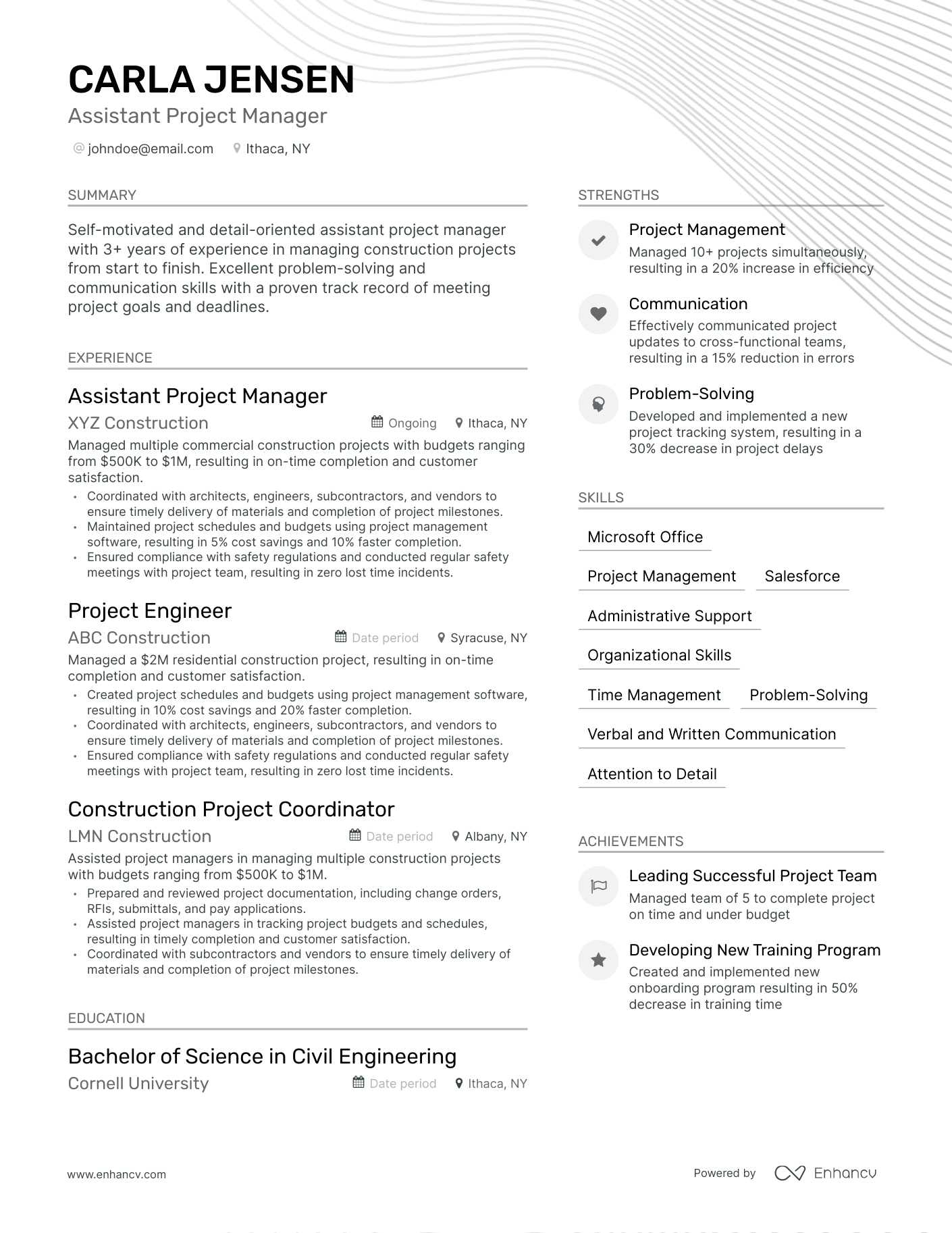 Modern Assistant Project Manager Resume Template