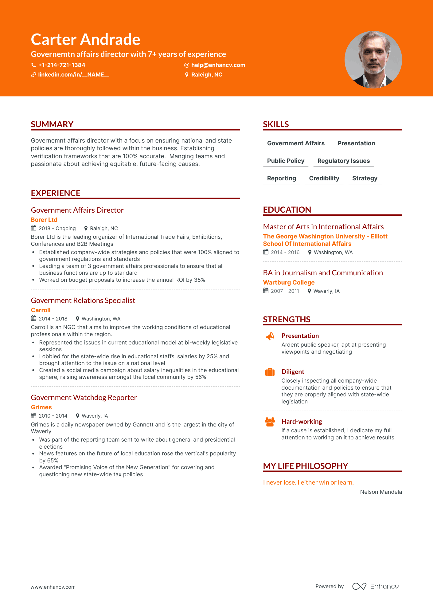Creative Government Resume Template