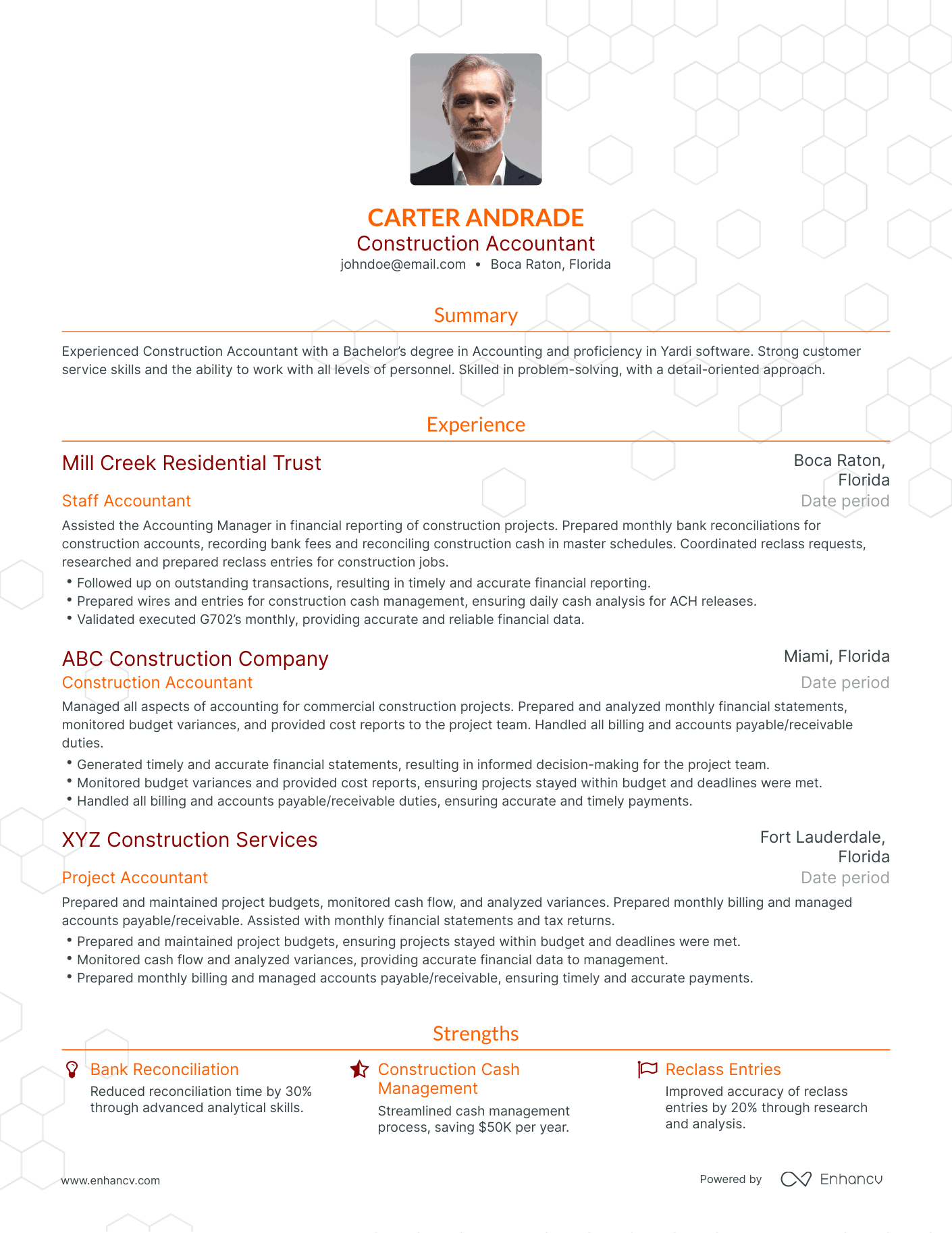 Traditional Construction Accounting Resume Template