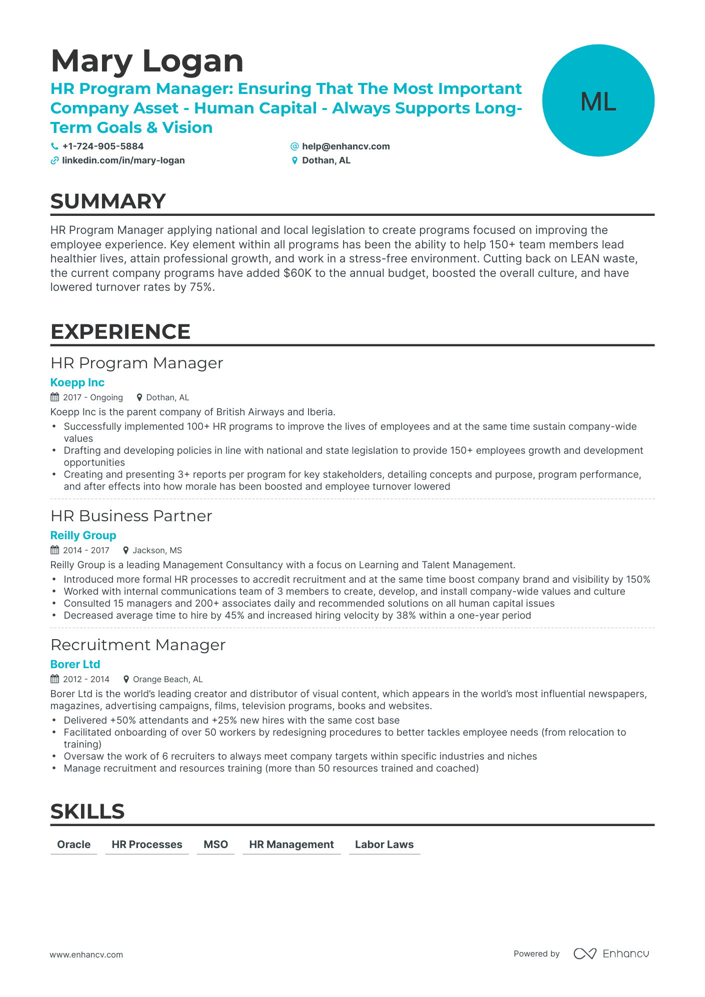 Classic HR Program Manager Resume Template