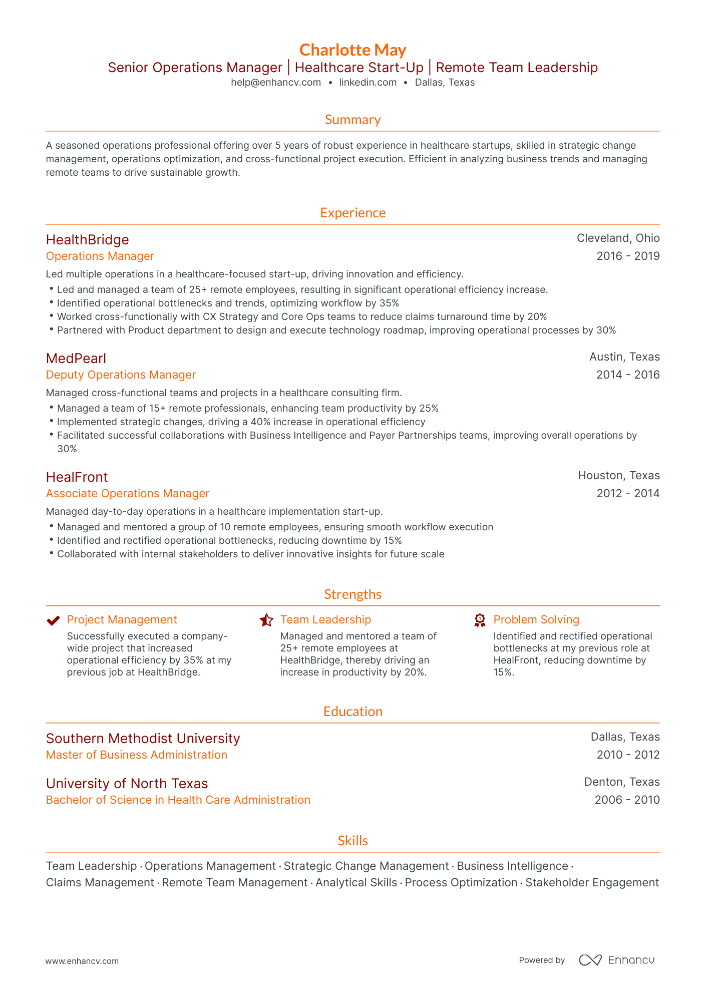 undefined Senior Operations Manager Resume Template