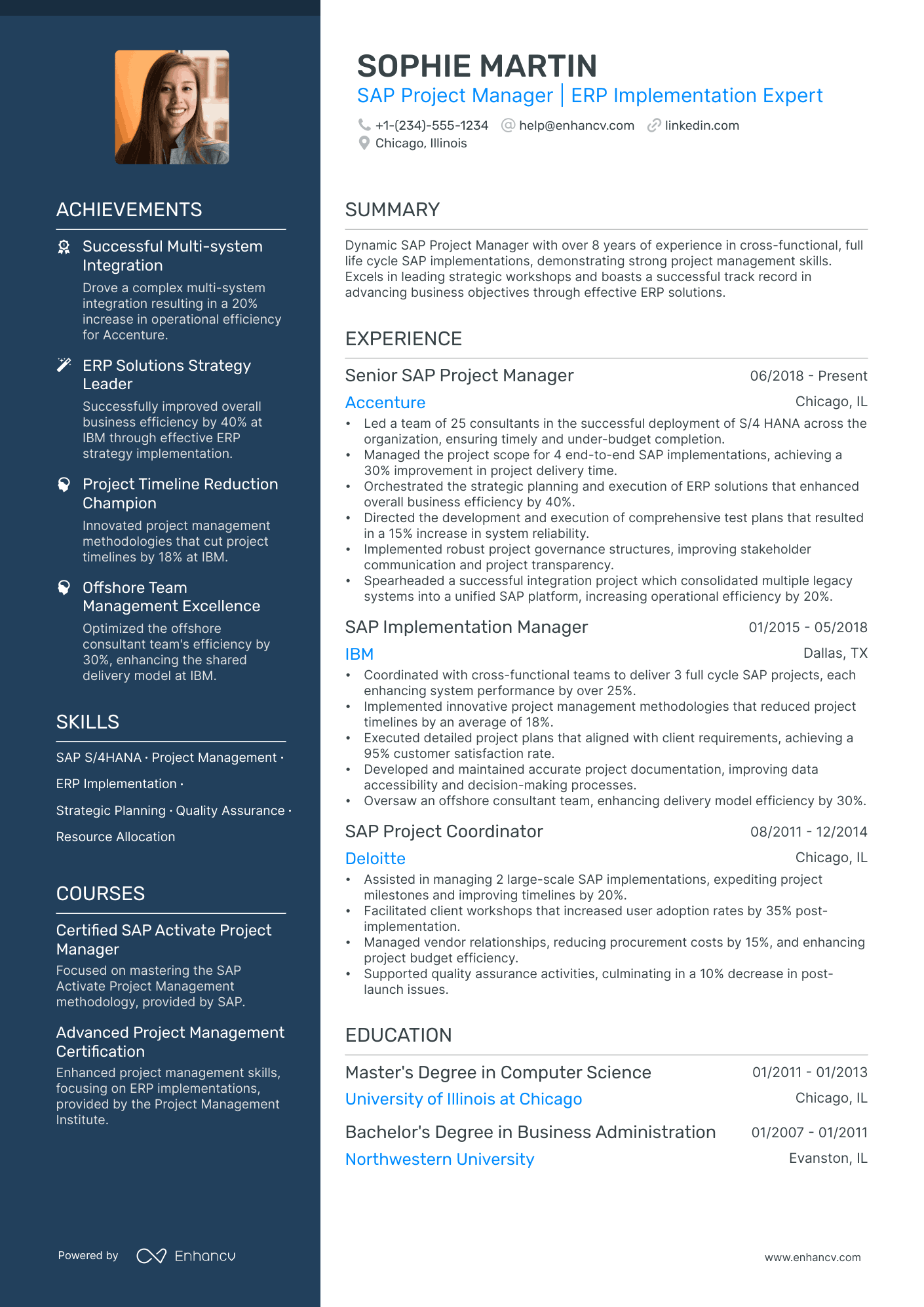 project manager sample resume india