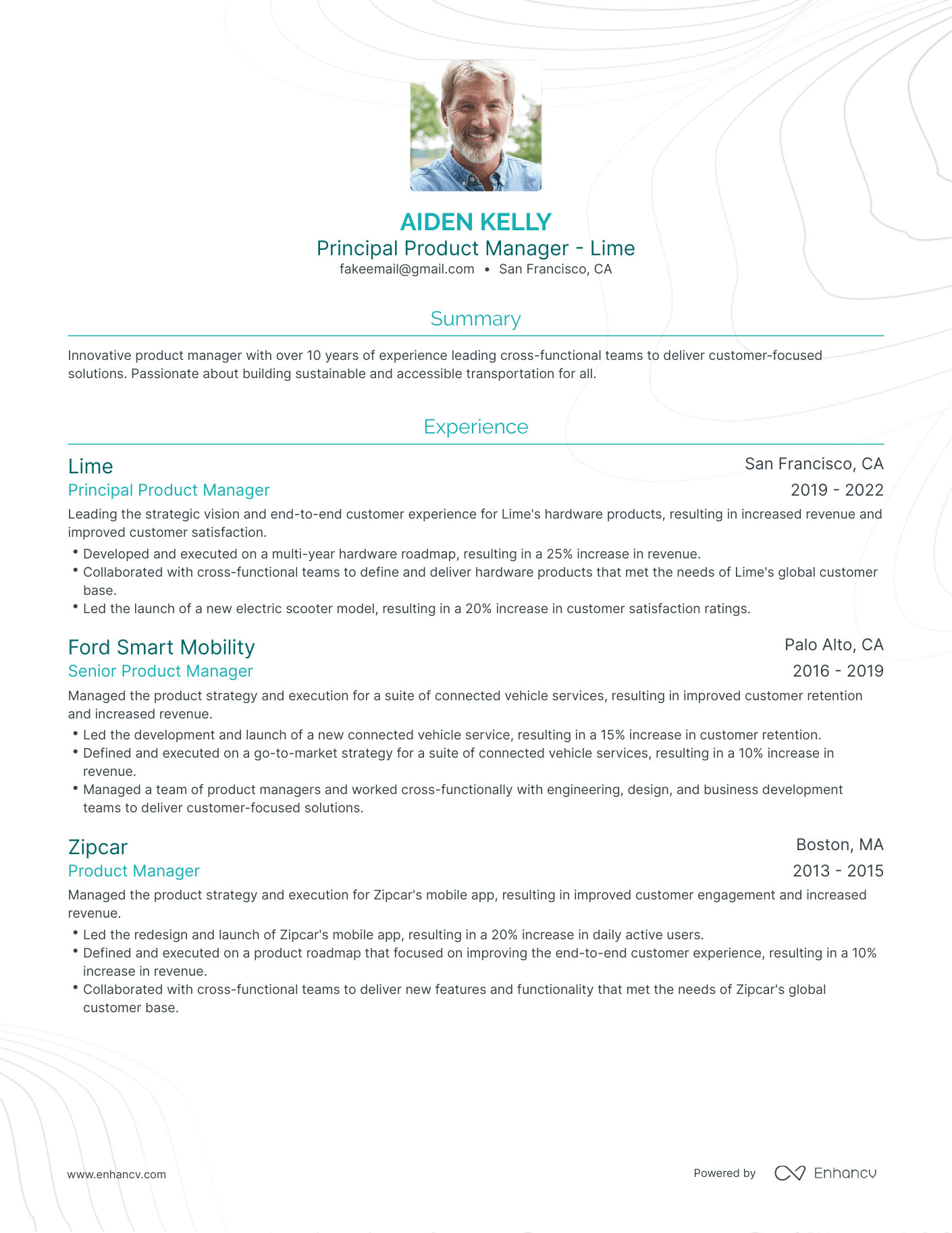 Traditional Principal Product Manager Resume Template