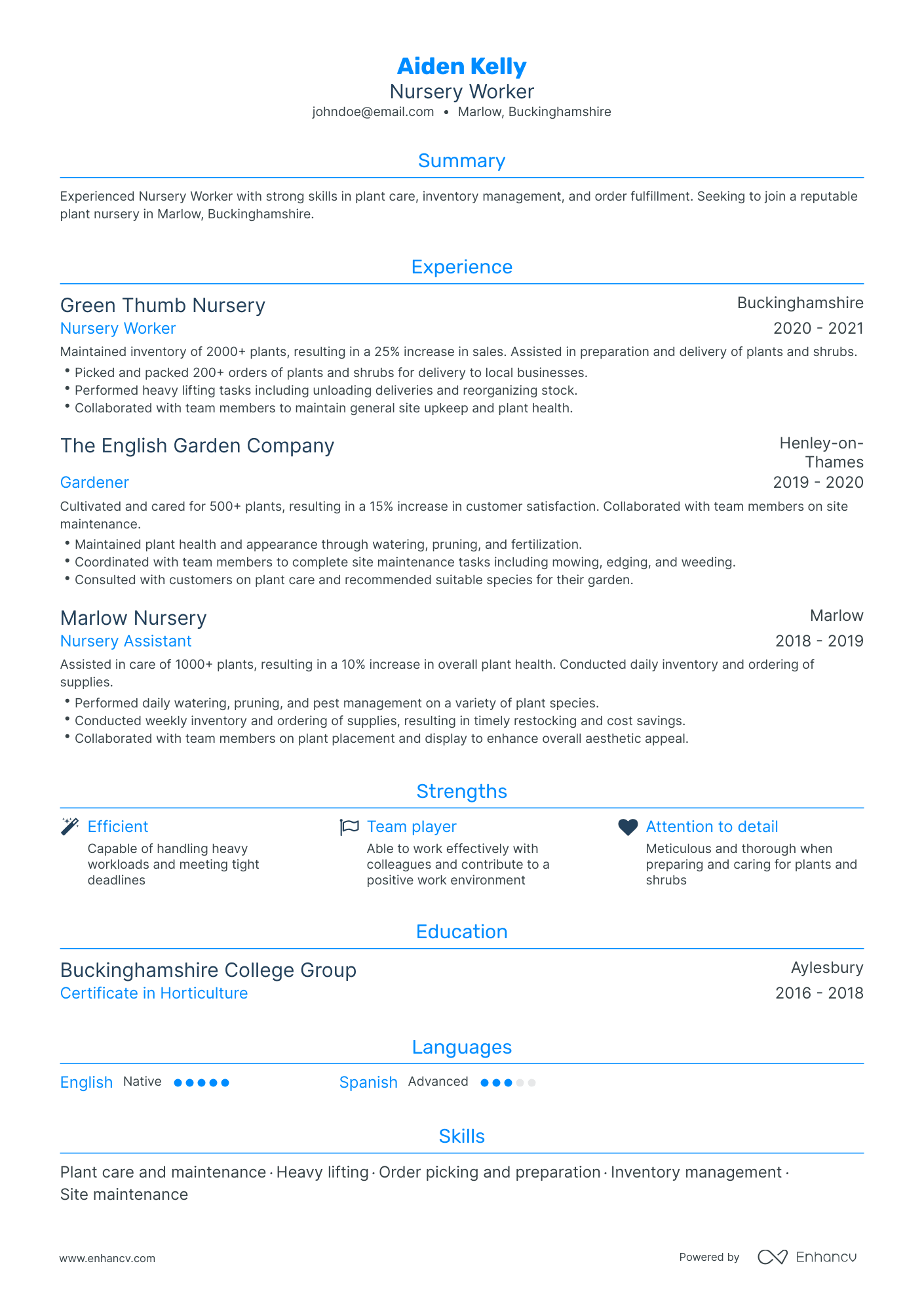 5 Nursery Worker Resume Examples & Guide for 2023