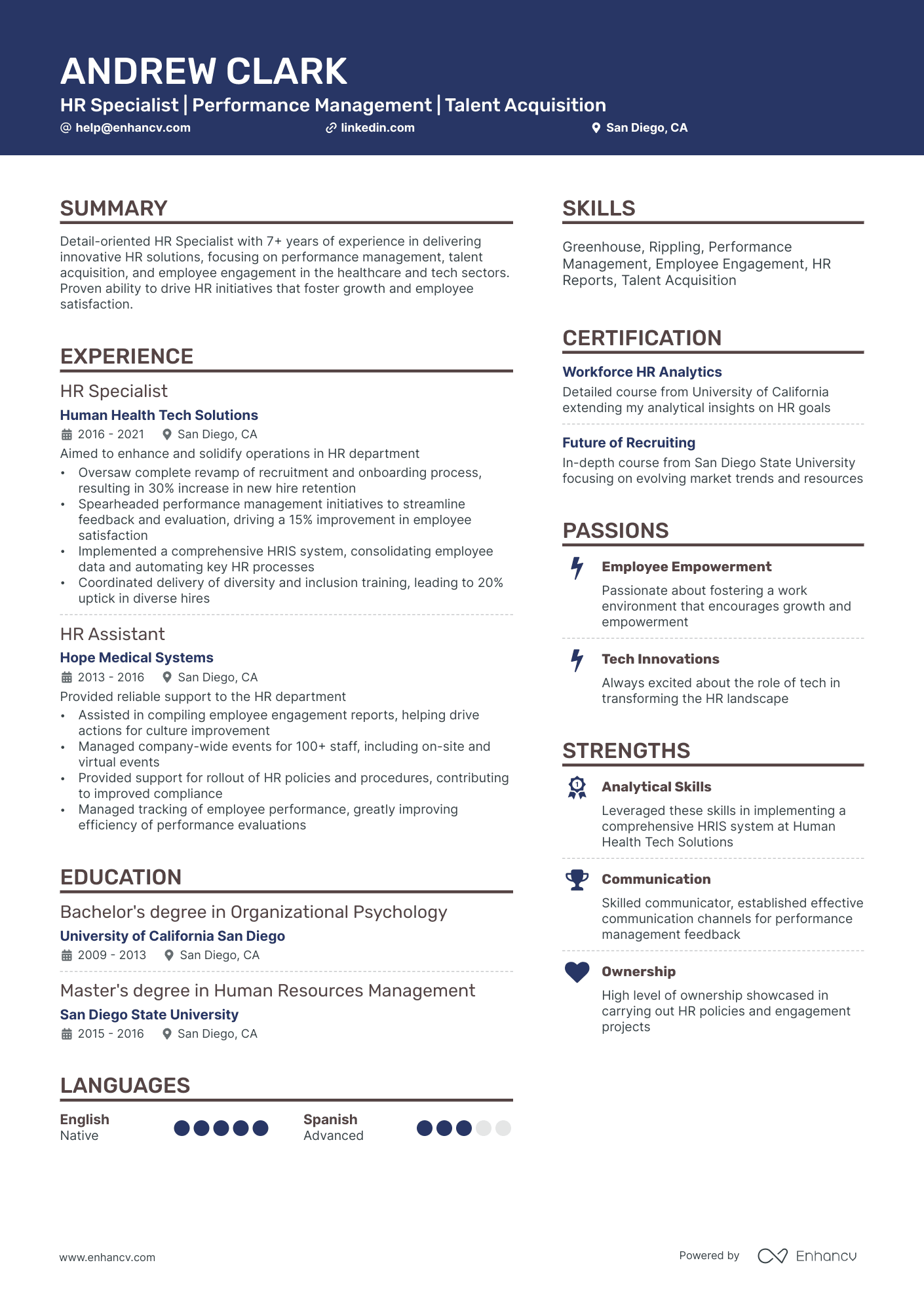 A resume example of a Creative