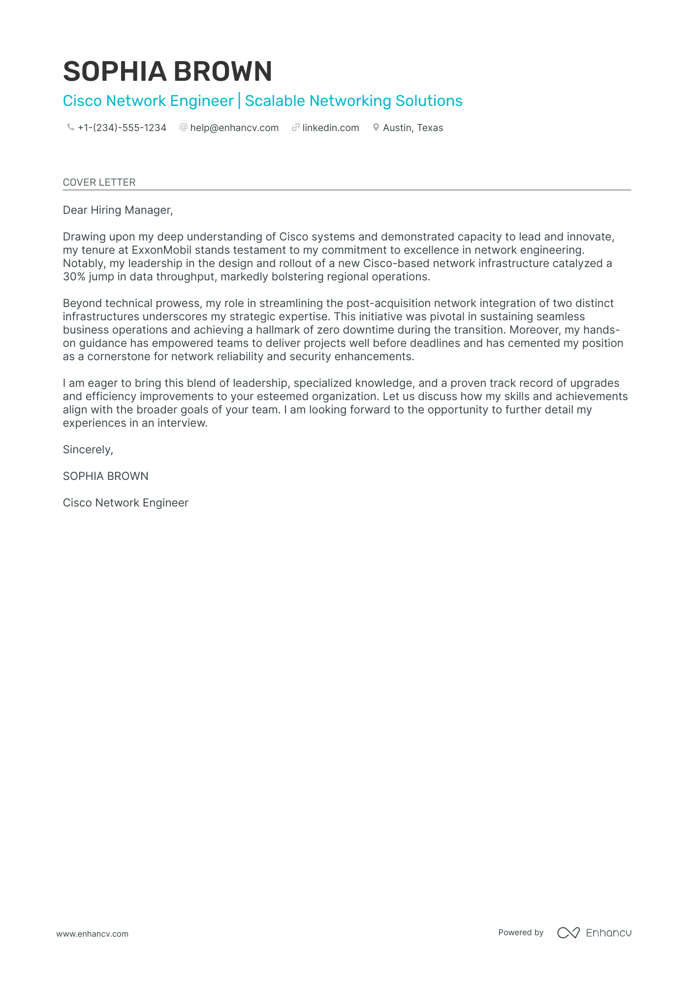 cover letter for network security engineer