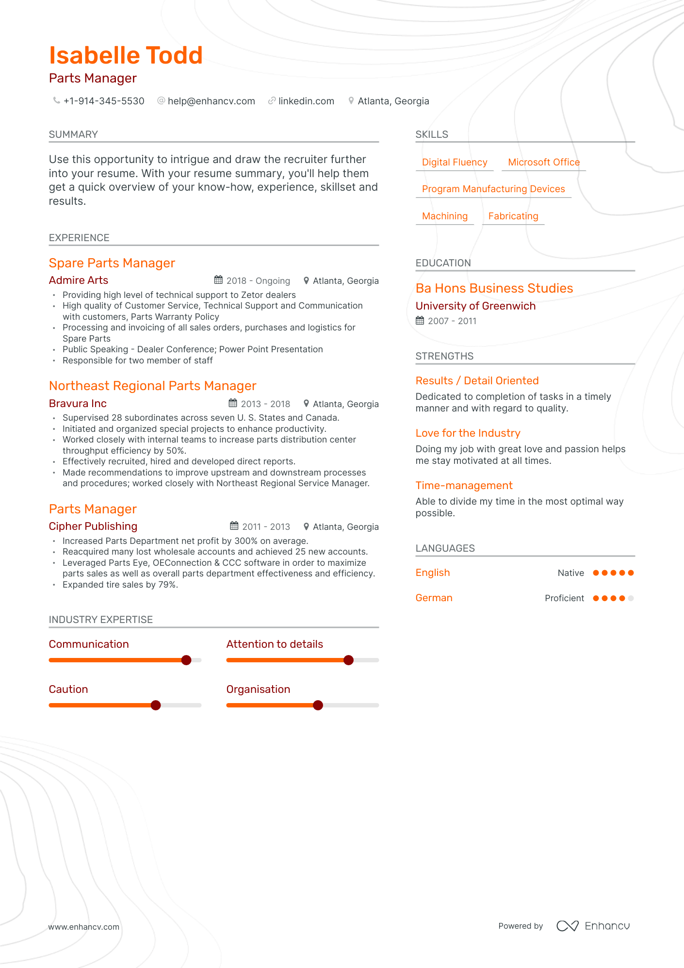 Parts Manager Resume Examples & Guide for 2023 (Layout, Skills ...